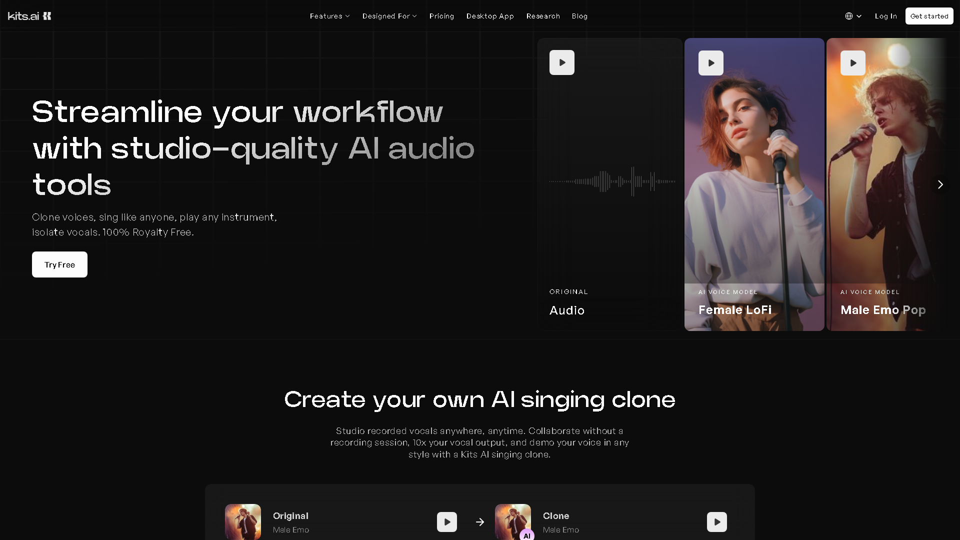 Kits AI Interface Screenshot - Music & Audio Tool