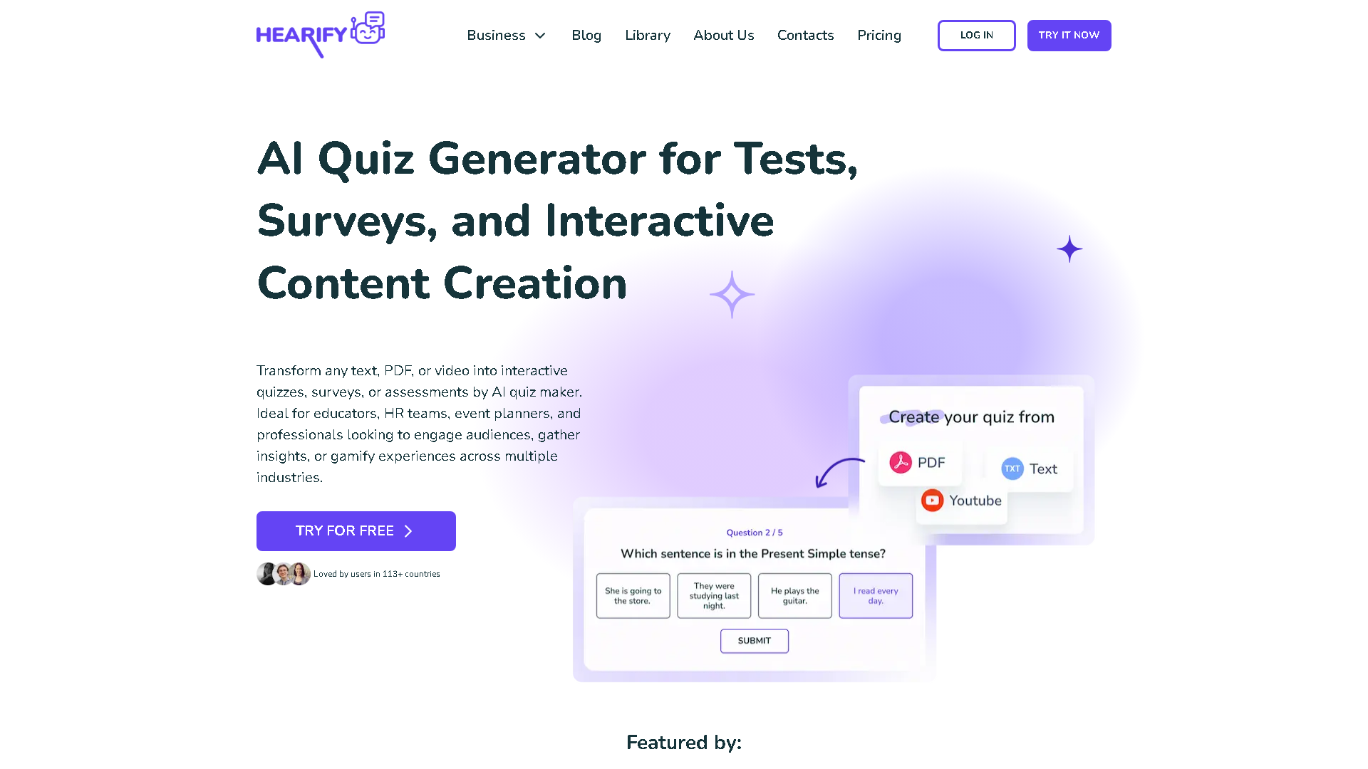 Hearify Quiz Generator Interface Screenshot - Education & Learning Tool