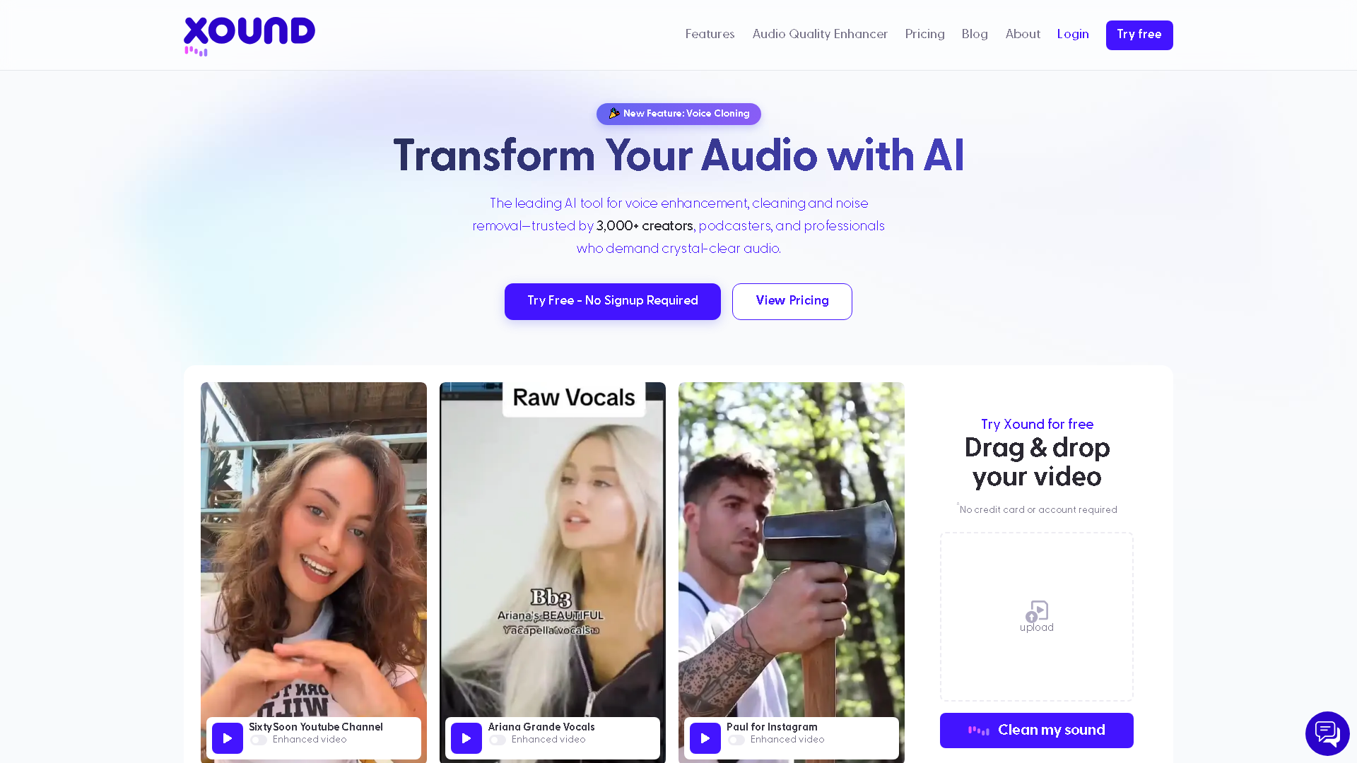 Xound.io Interface Screenshot - Audio & Voice Tool