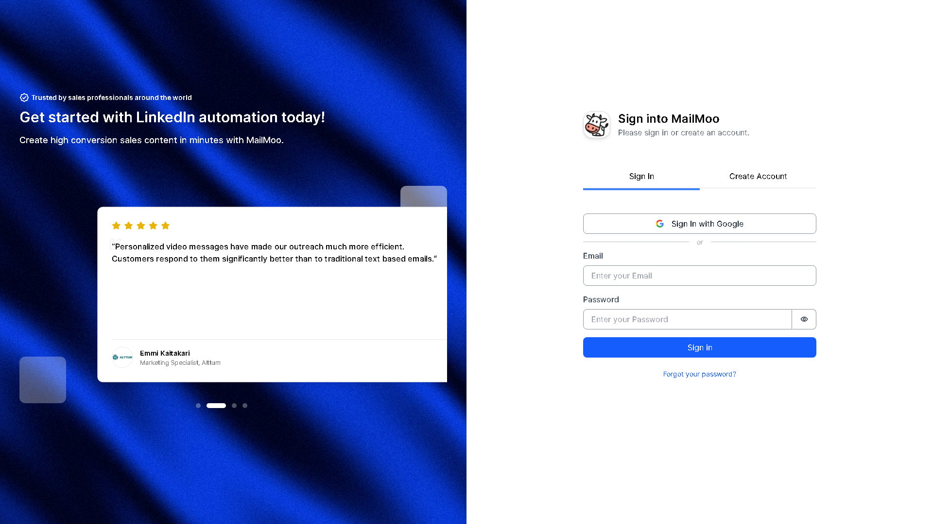MailMoo Interface Screenshot - Voice Generation & Conversion Tool