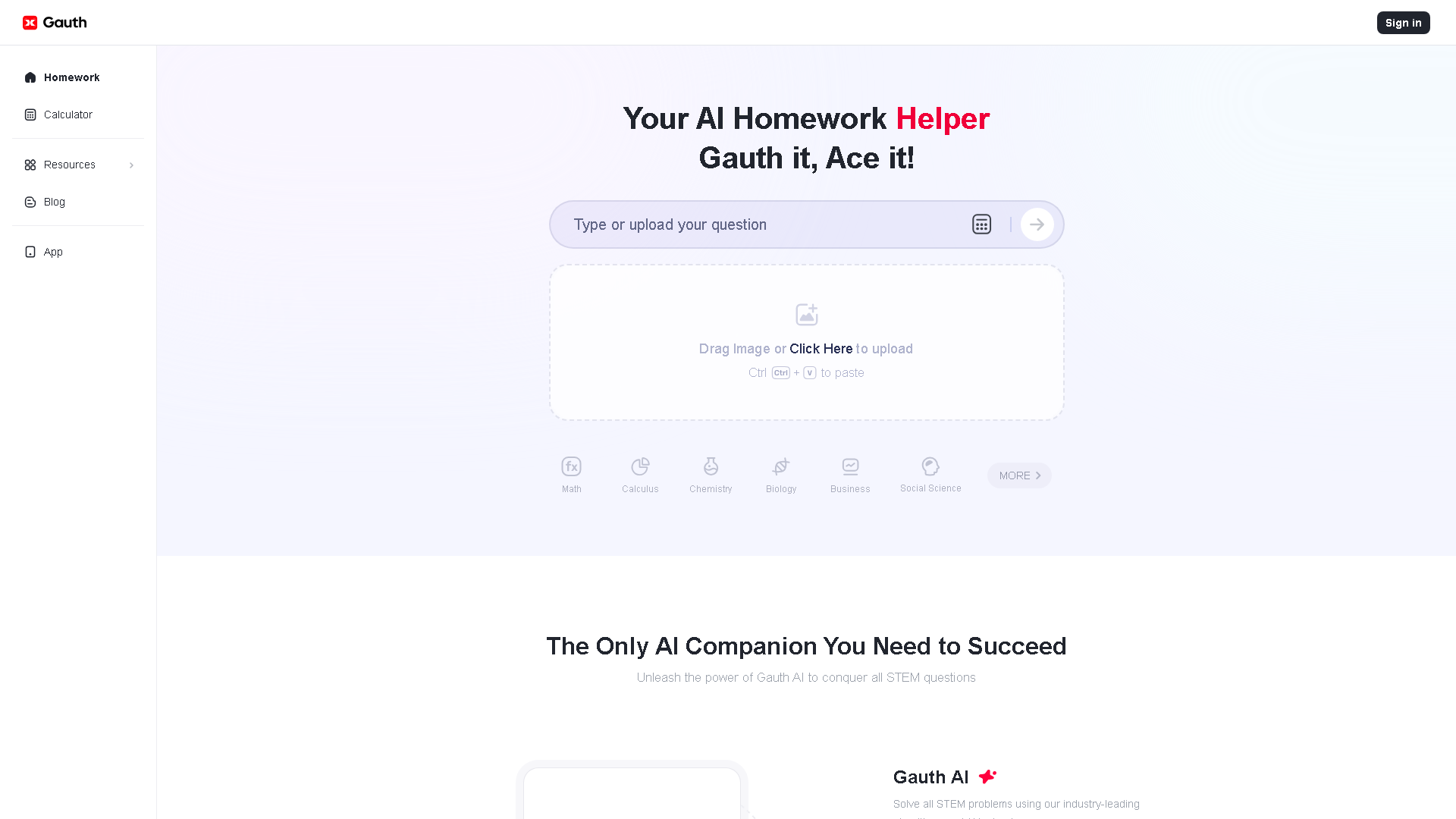 Gauth Interface Screenshot - Writing & Editing Tool