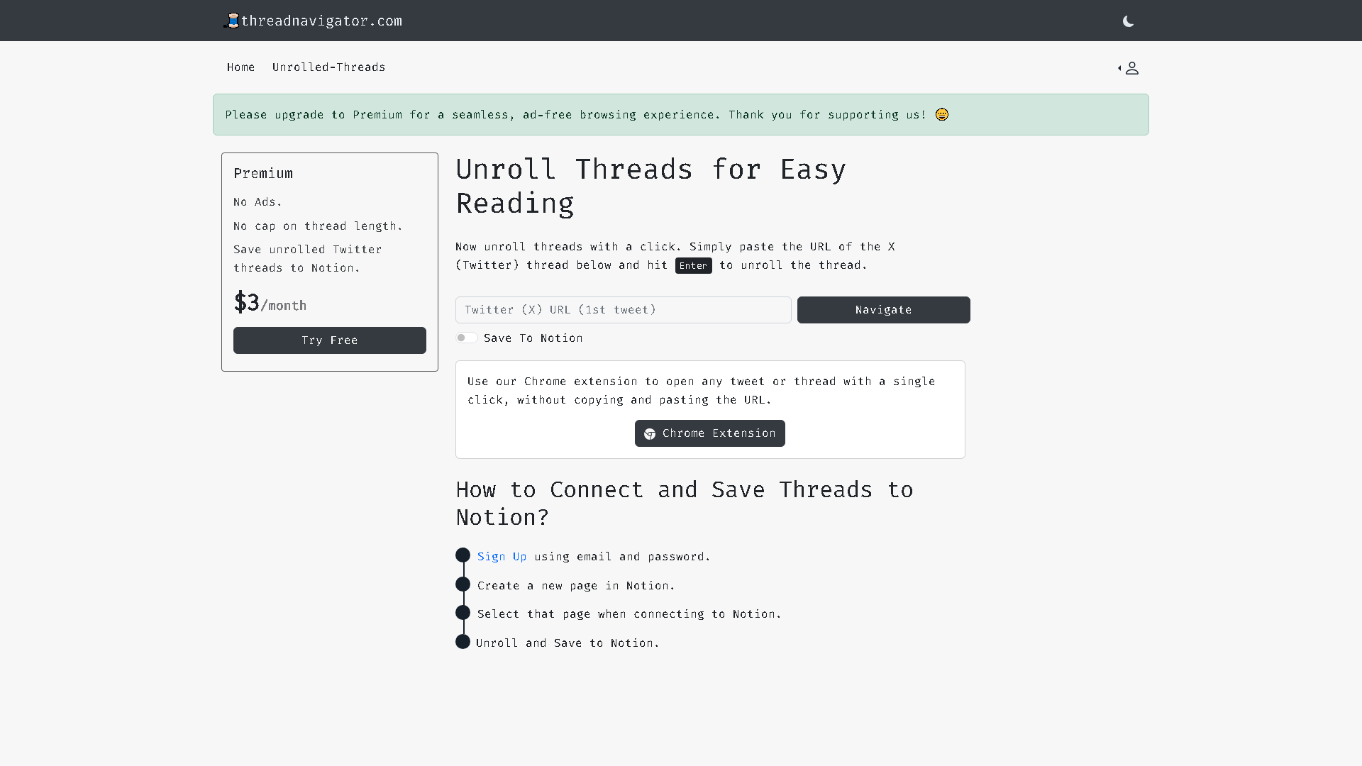 Thread Navigator Interface Screenshot - Social Media Tool