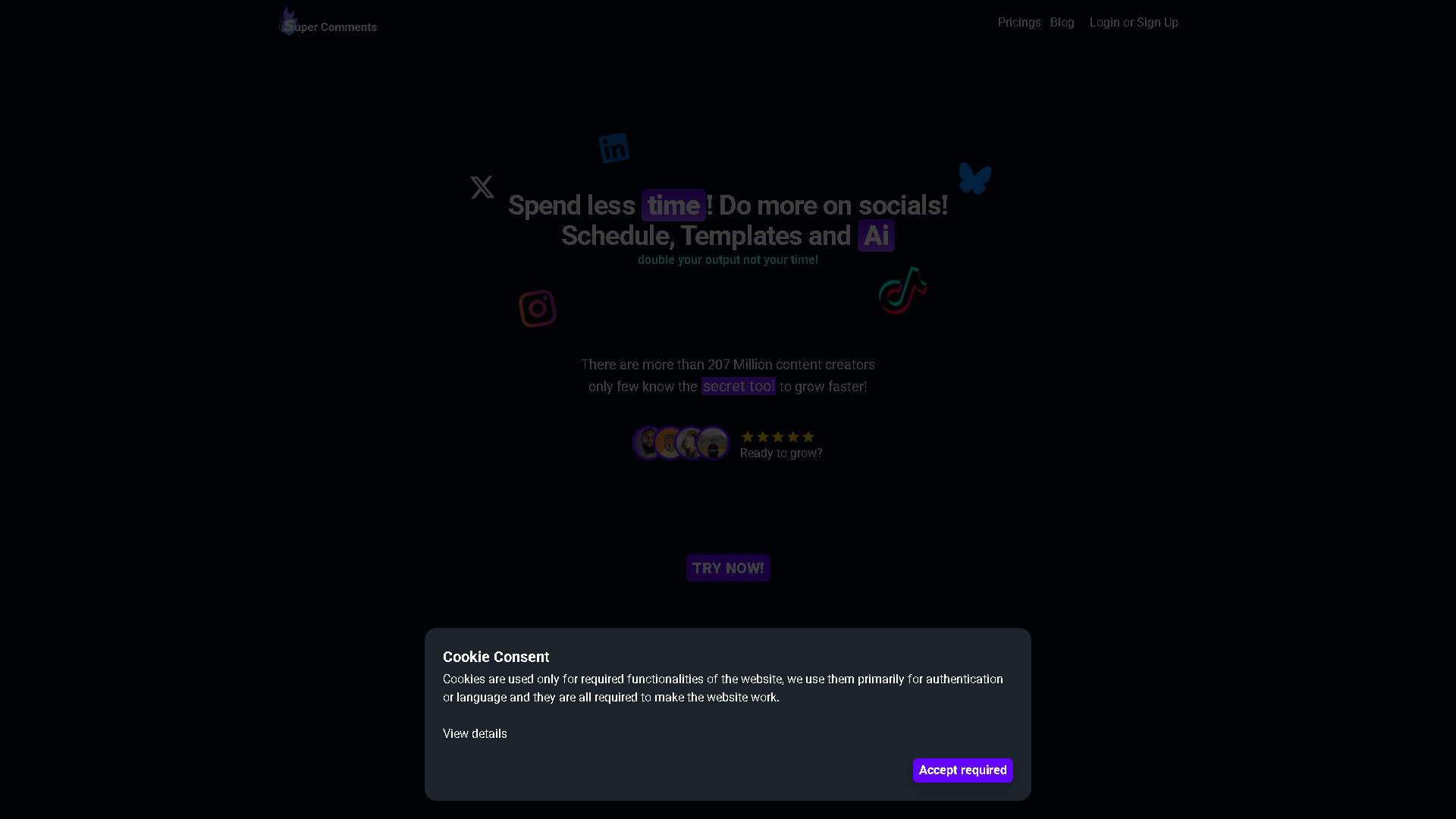Super Comments Interface Screenshot - Social Media Tool