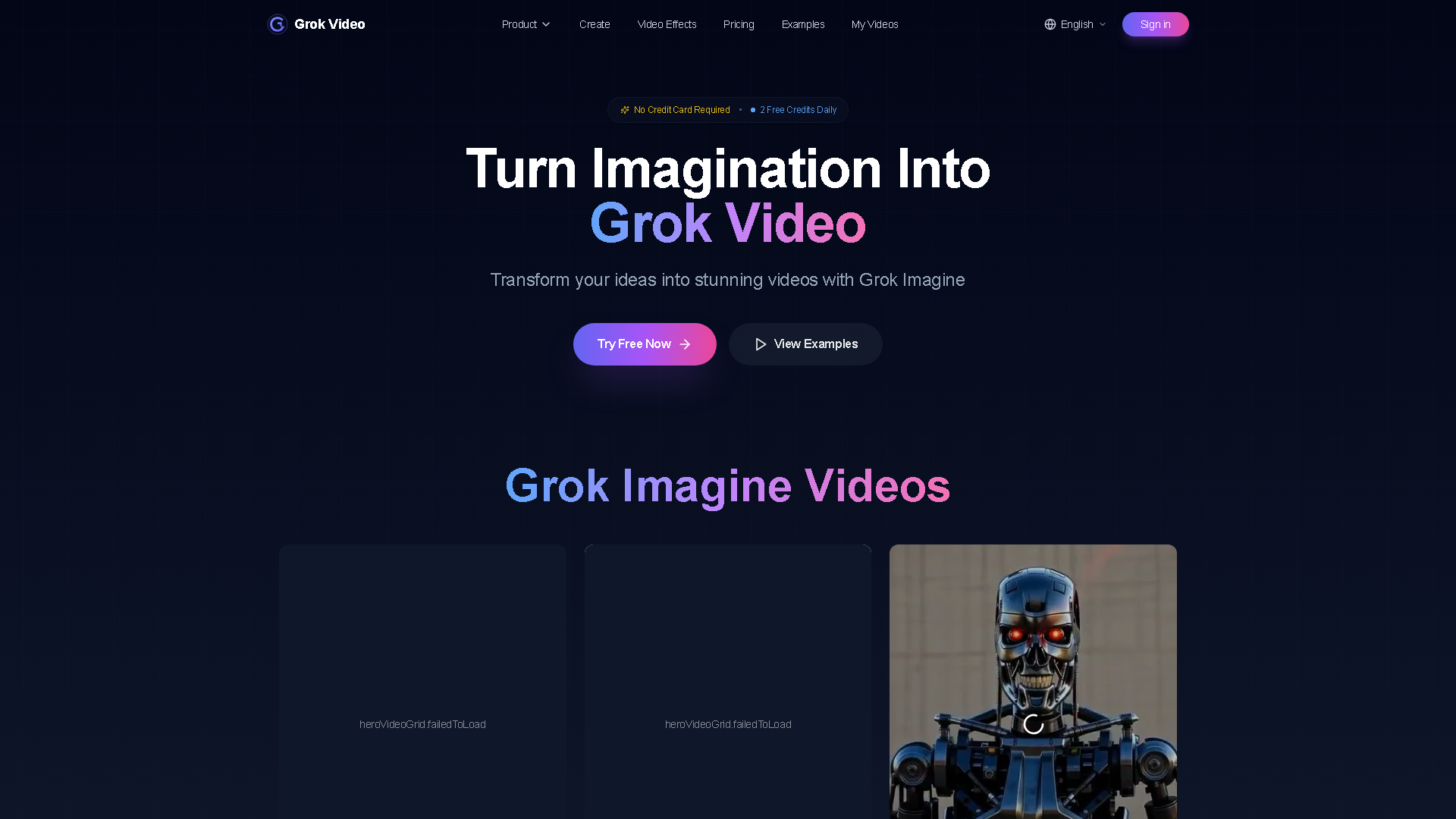 Grok Video AI Interface Screenshot - Video & Animation Tool