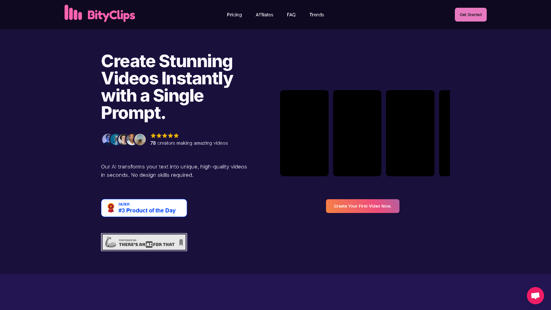 BityClips Interface Screenshot - Video & Animation Tool