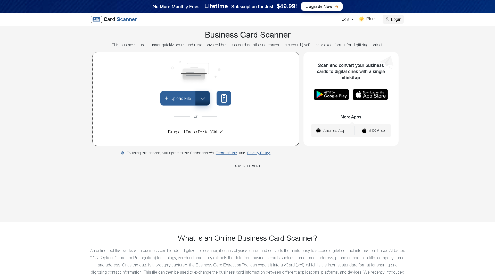 Card Scanner Interface Screenshot - Image Analysis Tool