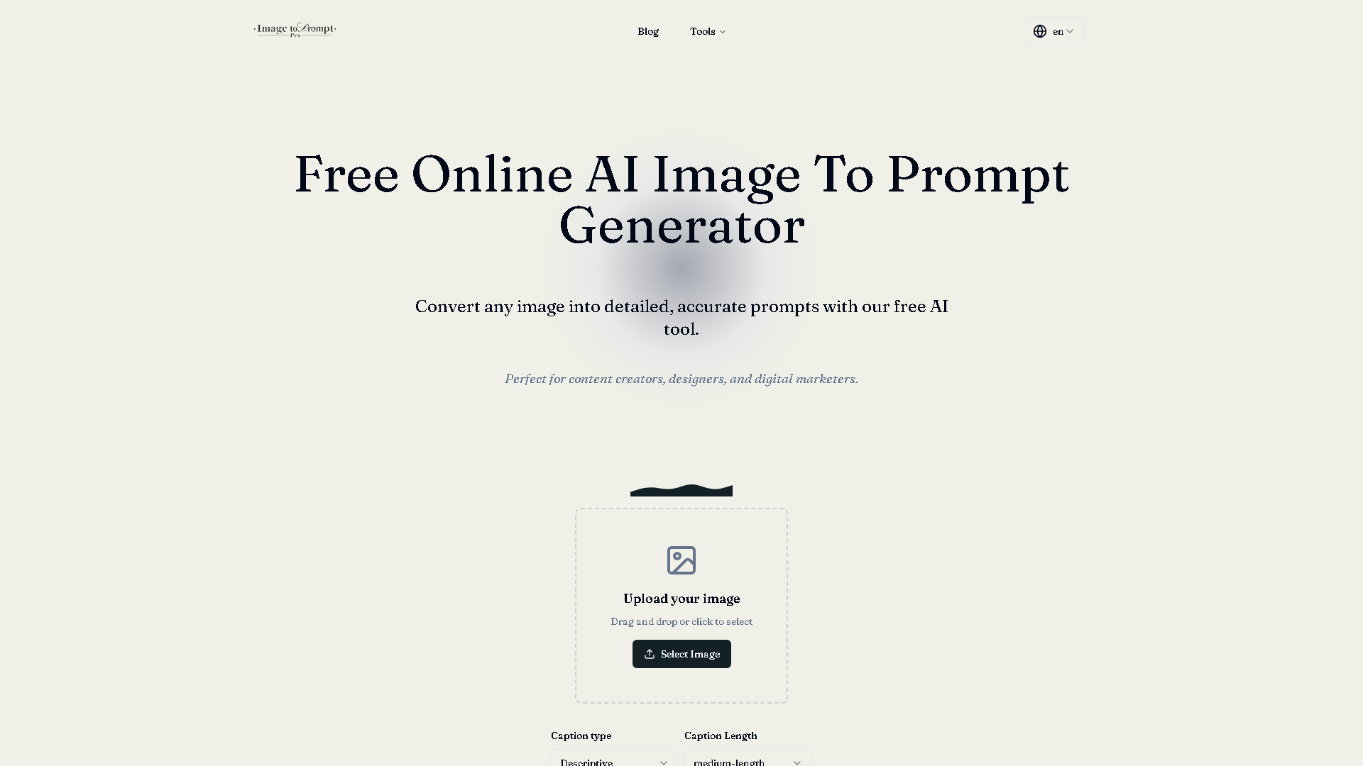 Image to Prompt Pro Interface Screenshot - Writing & Editing Tool