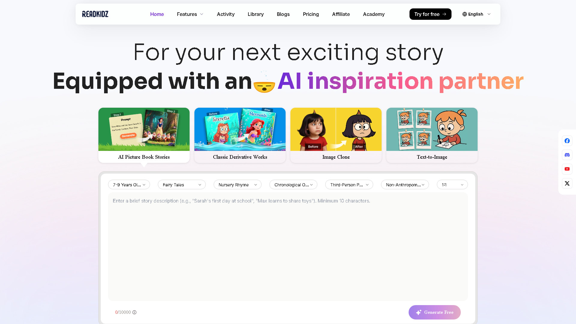 ReadKidz Interface Screenshot - Writing & Editing Tool