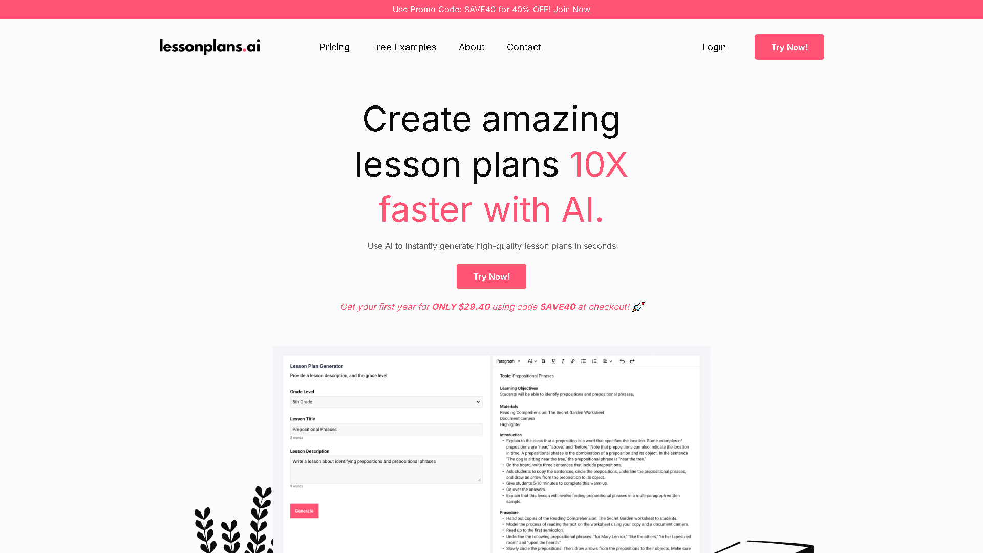 LessonPlans.ai Interface Screenshot - Education & Translation Tool