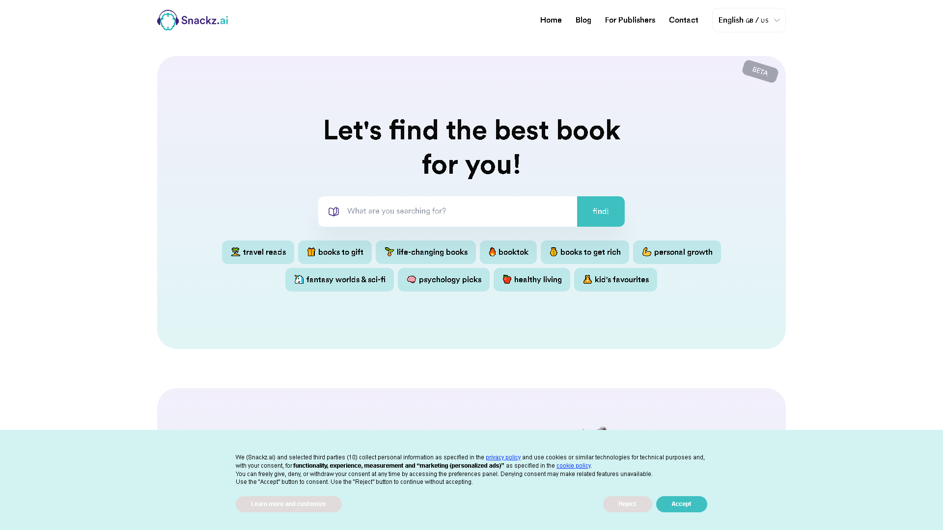 Snackz.ai Interface Screenshot - Daily Life Tool