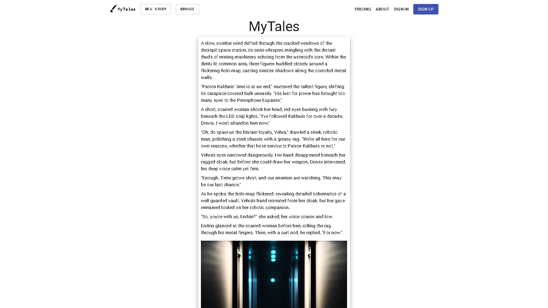 MyTales Interface Screenshot - Writing & Editing Tool