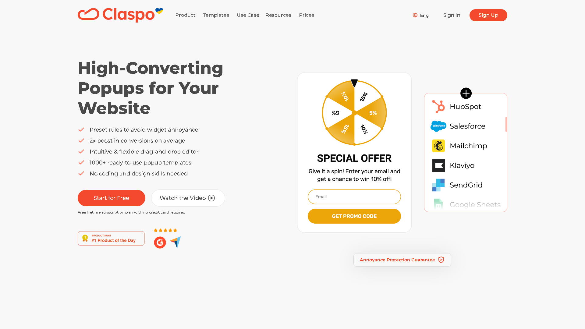 Claspo Interface Screenshot - Marketing & Advertising Tool