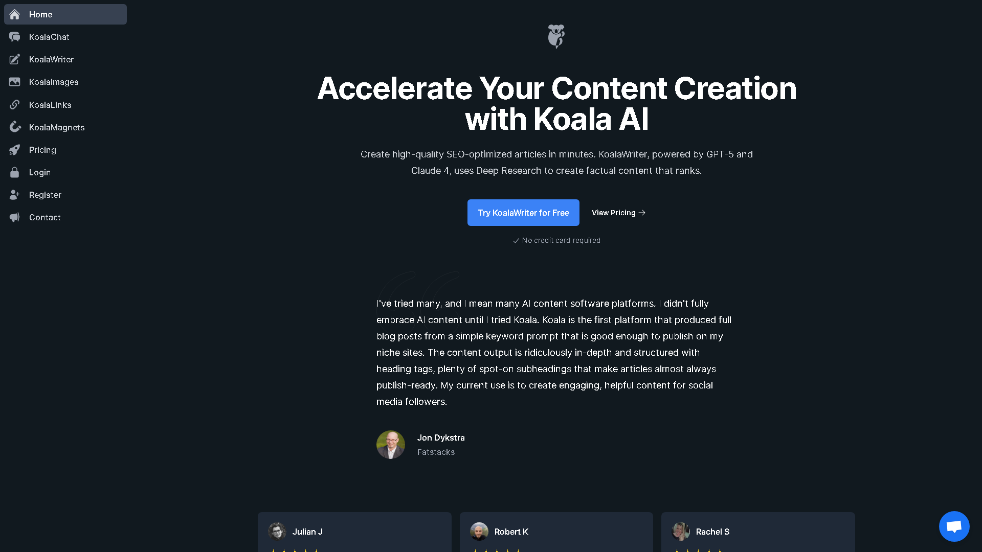 Koala AI Interface Screenshot - Writing & Editing Tool