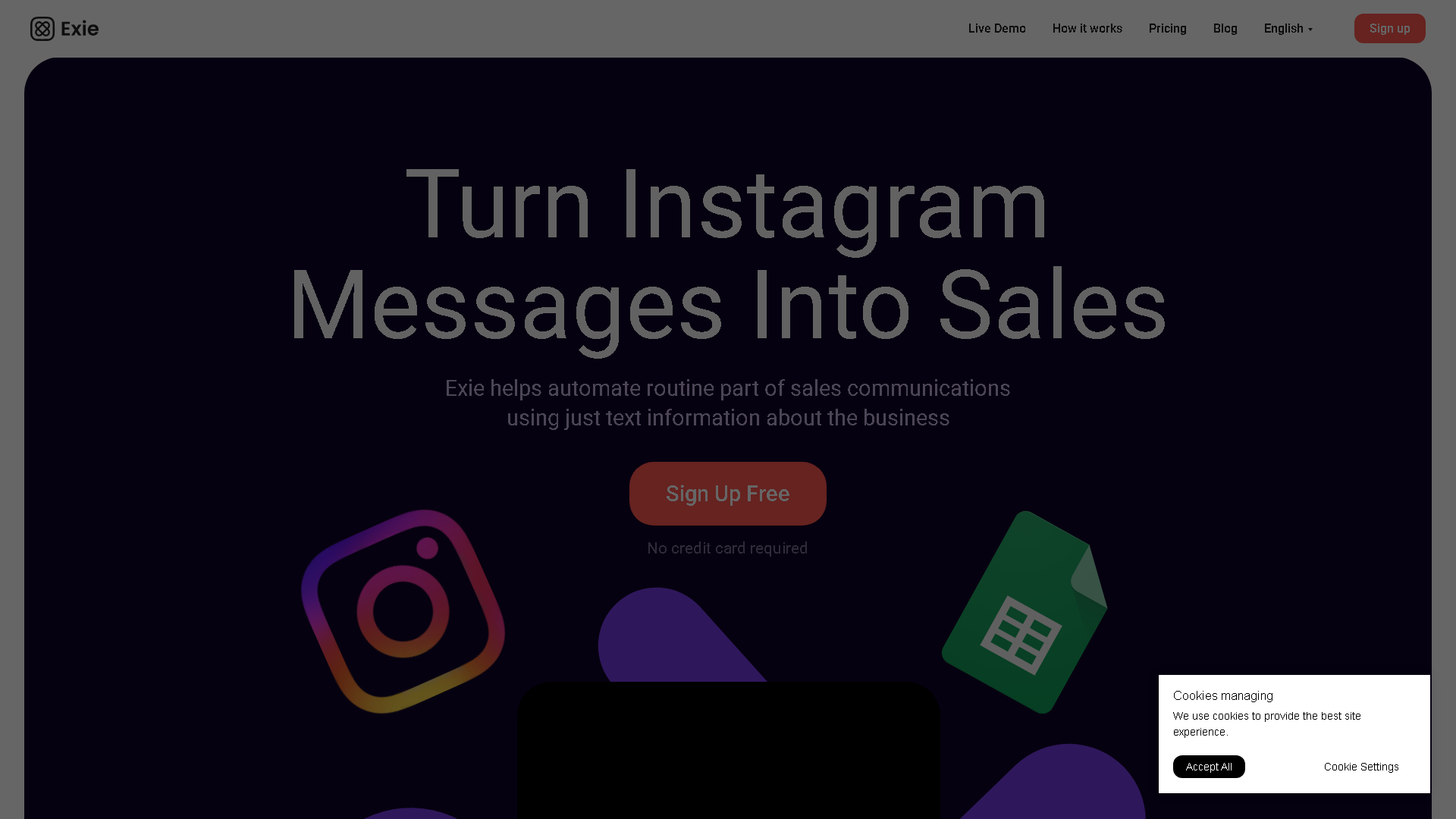 Exie Interface Screenshot - Social Media Tool