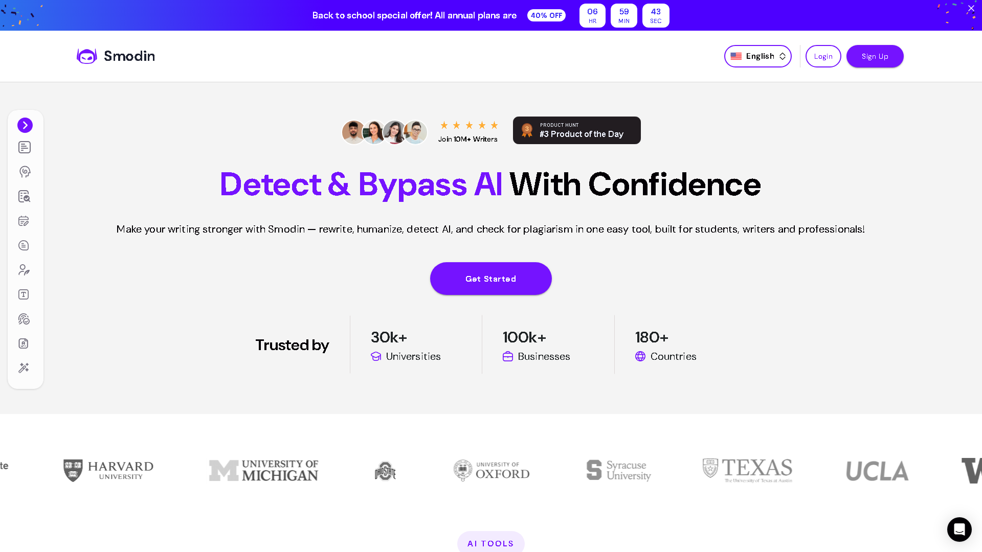 Smodin Interface Screenshot - Writing & Content Tool