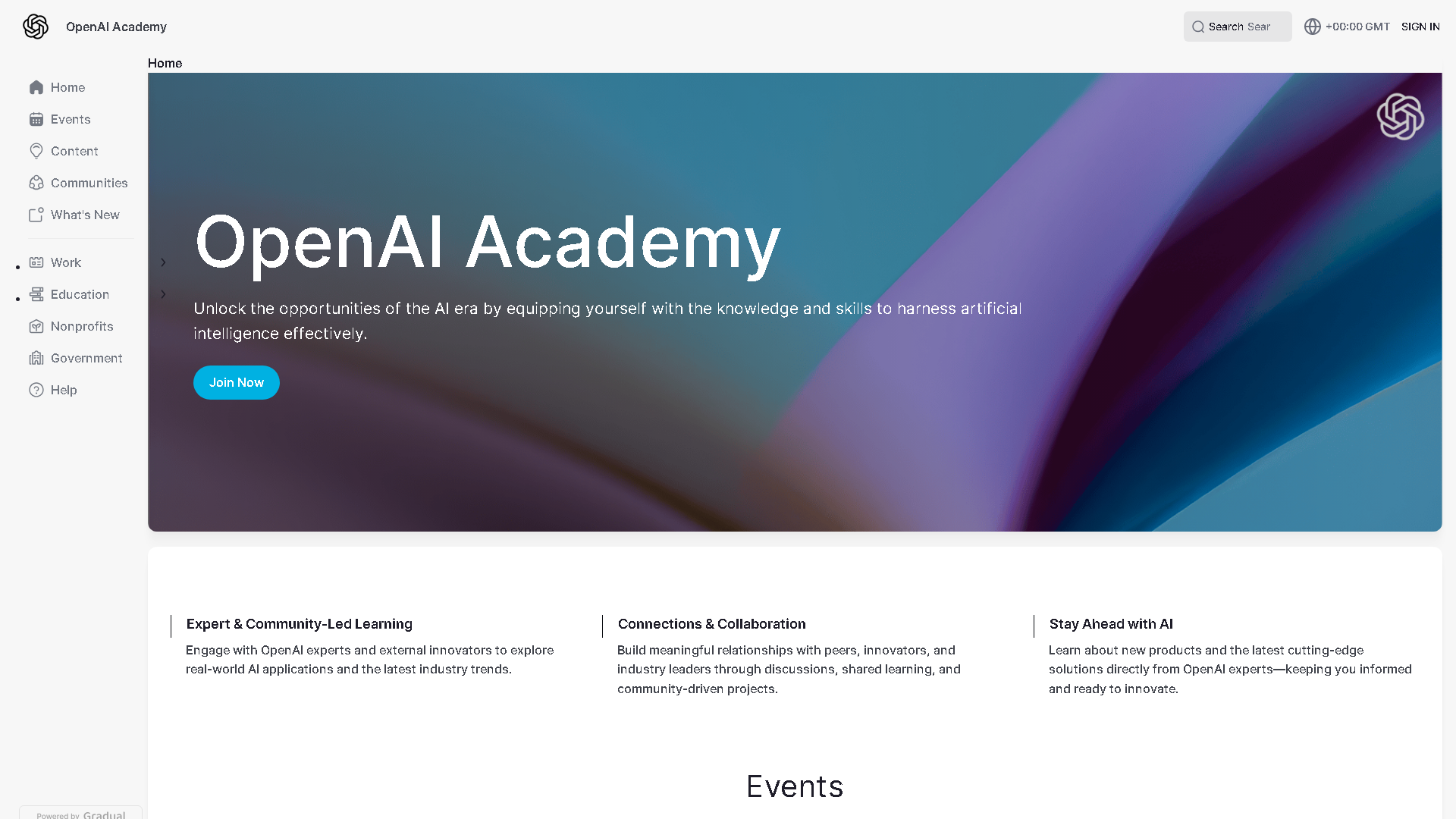 OpenAI Academy Interface Screenshot - Education & Translation Tool