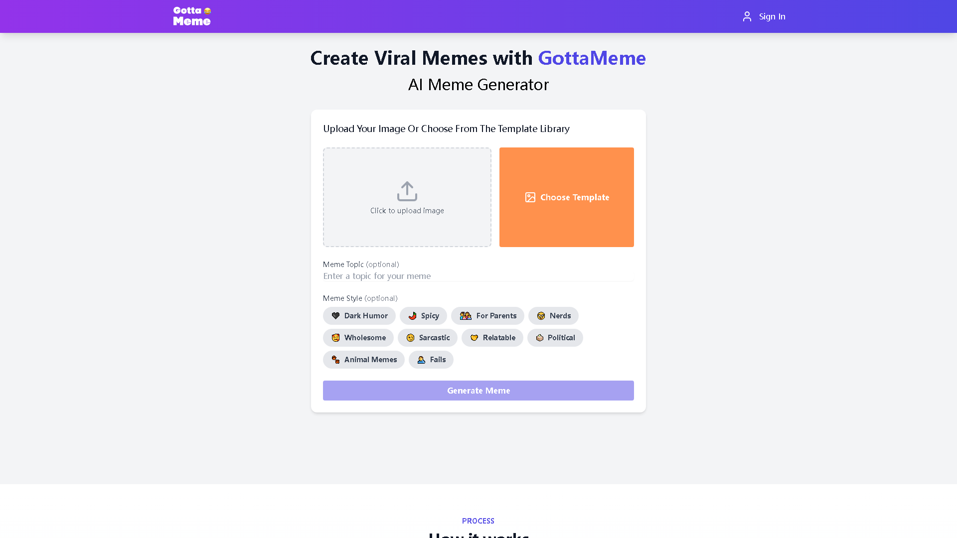 GottaMeme Interface Screenshot - Writing & Editing Tool