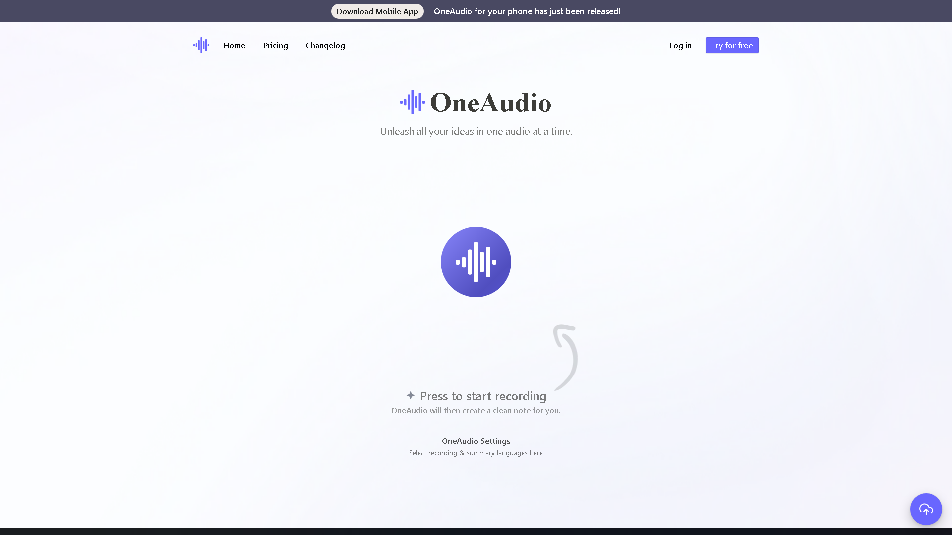 OneAudio Interface Screenshot - Voice Generation & Conversion Tool