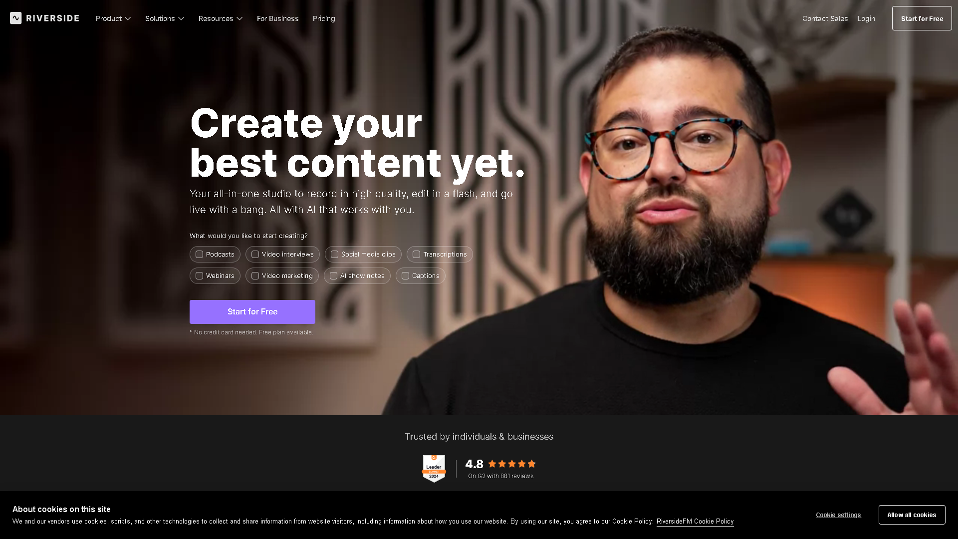 Riverside.fm Interface Screenshot - Voice Generation & Conversion Tool
