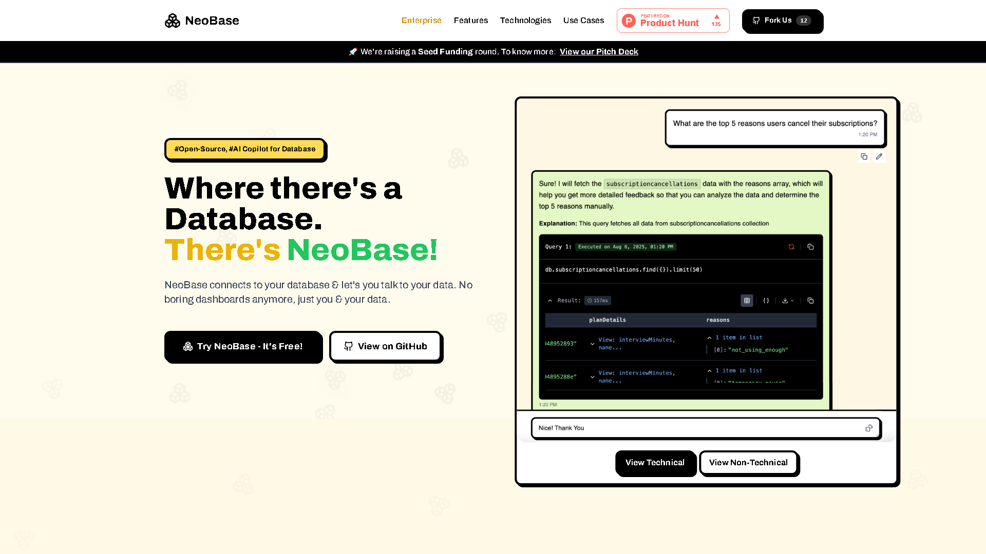 NeoBase Interface Screenshot - Development & APIs Tool