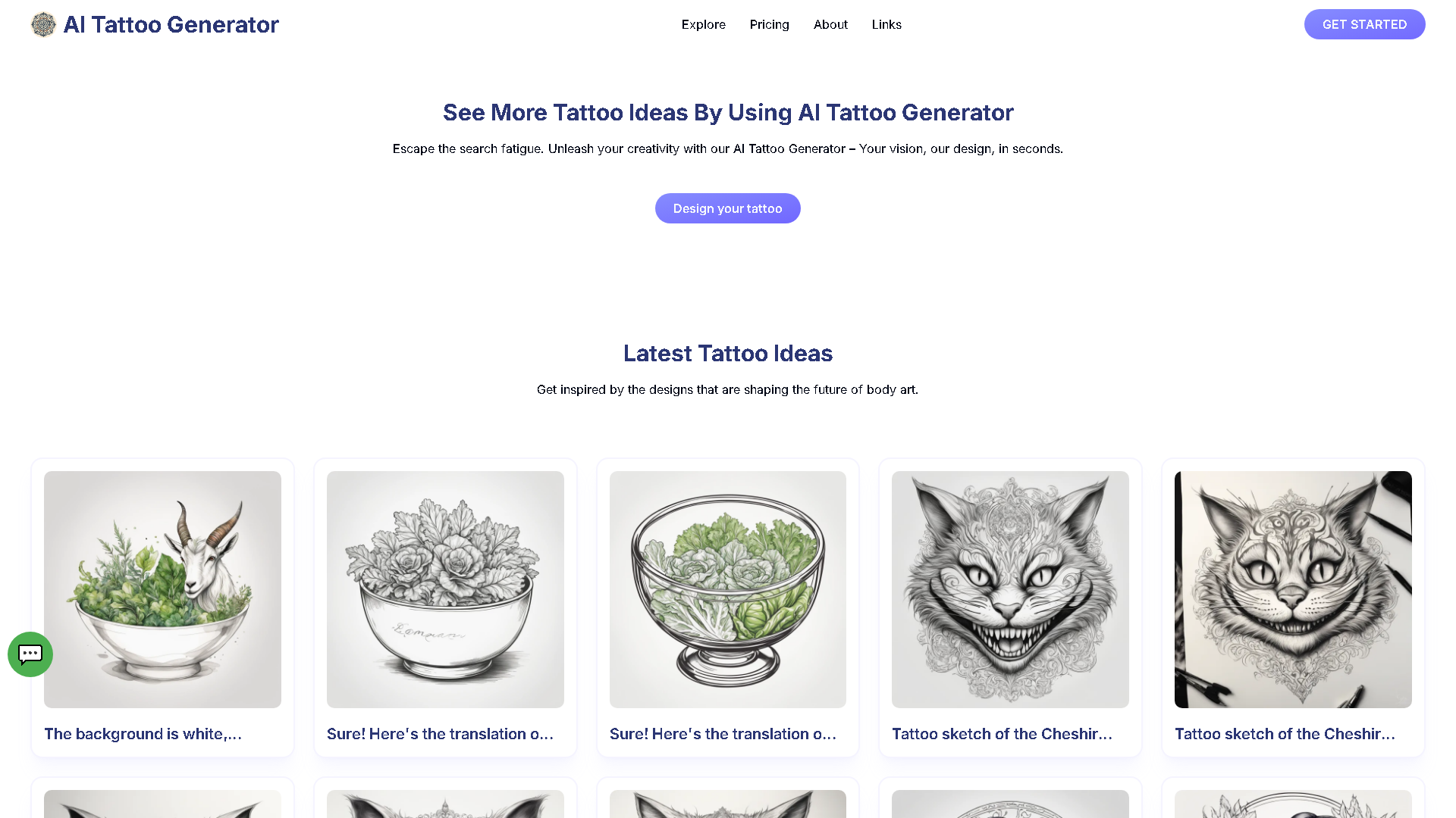 AI Tattoo Generator Interface Screenshot - Art & Creative Design Tool