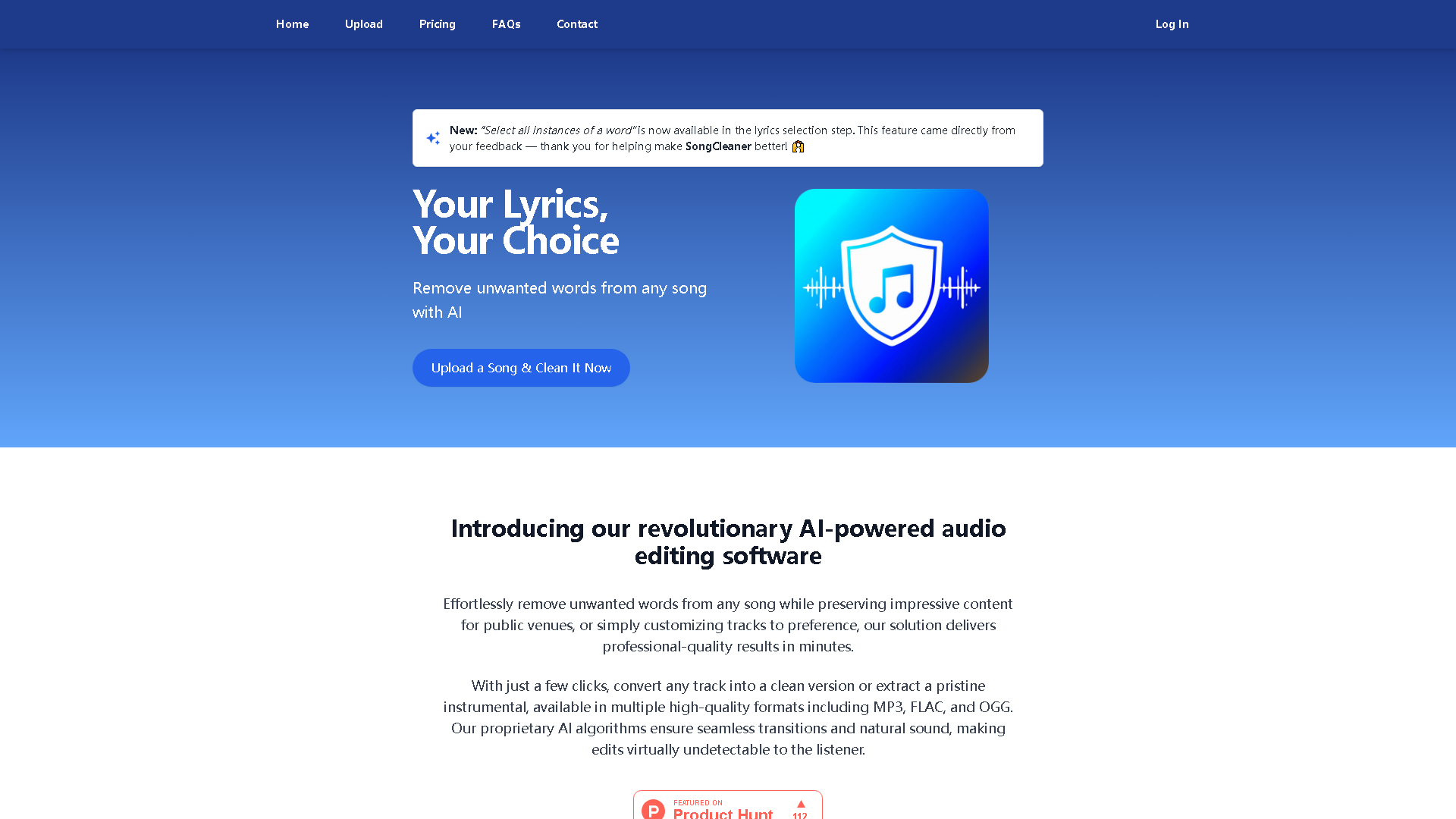 SongCleaner Interface Screenshot - Audio & Voice Tool