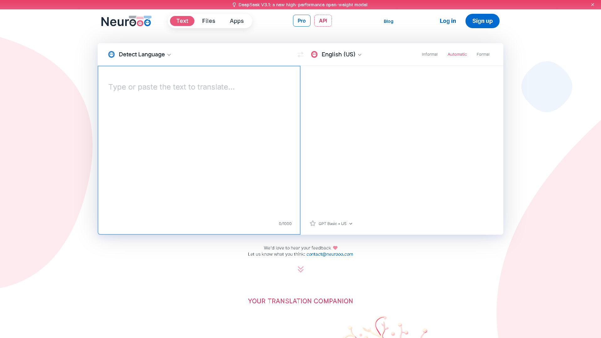 Neurooo.com Interface Screenshot - Education & Translation Tool