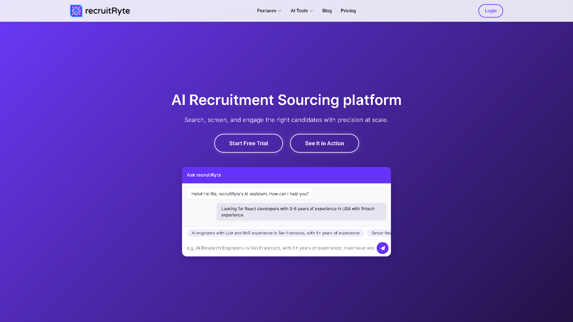 recruitRyte Interface Screenshot - Writing & Editing Tool