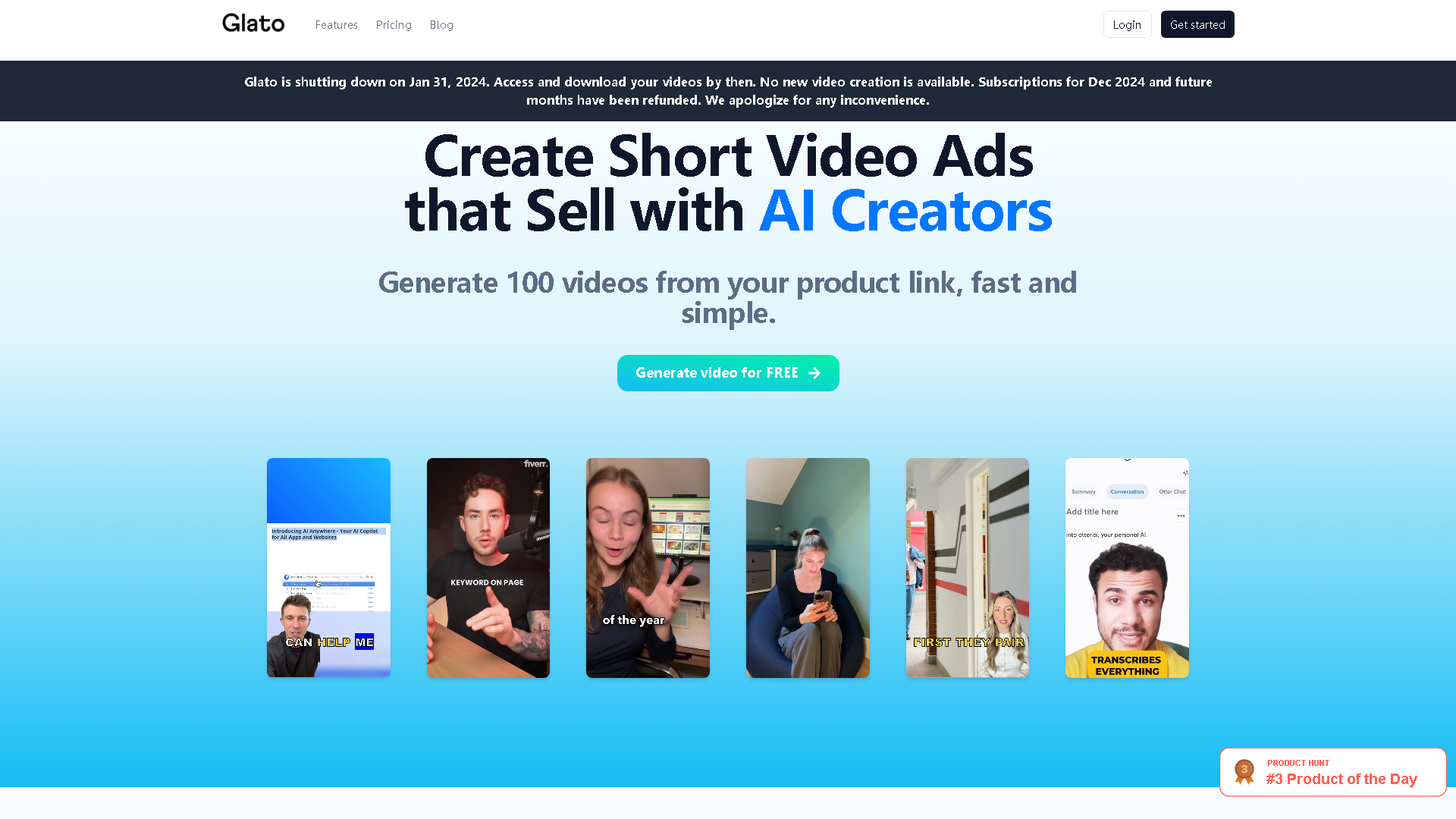 Glato AI Interface Screenshot - Video & Animation Tool