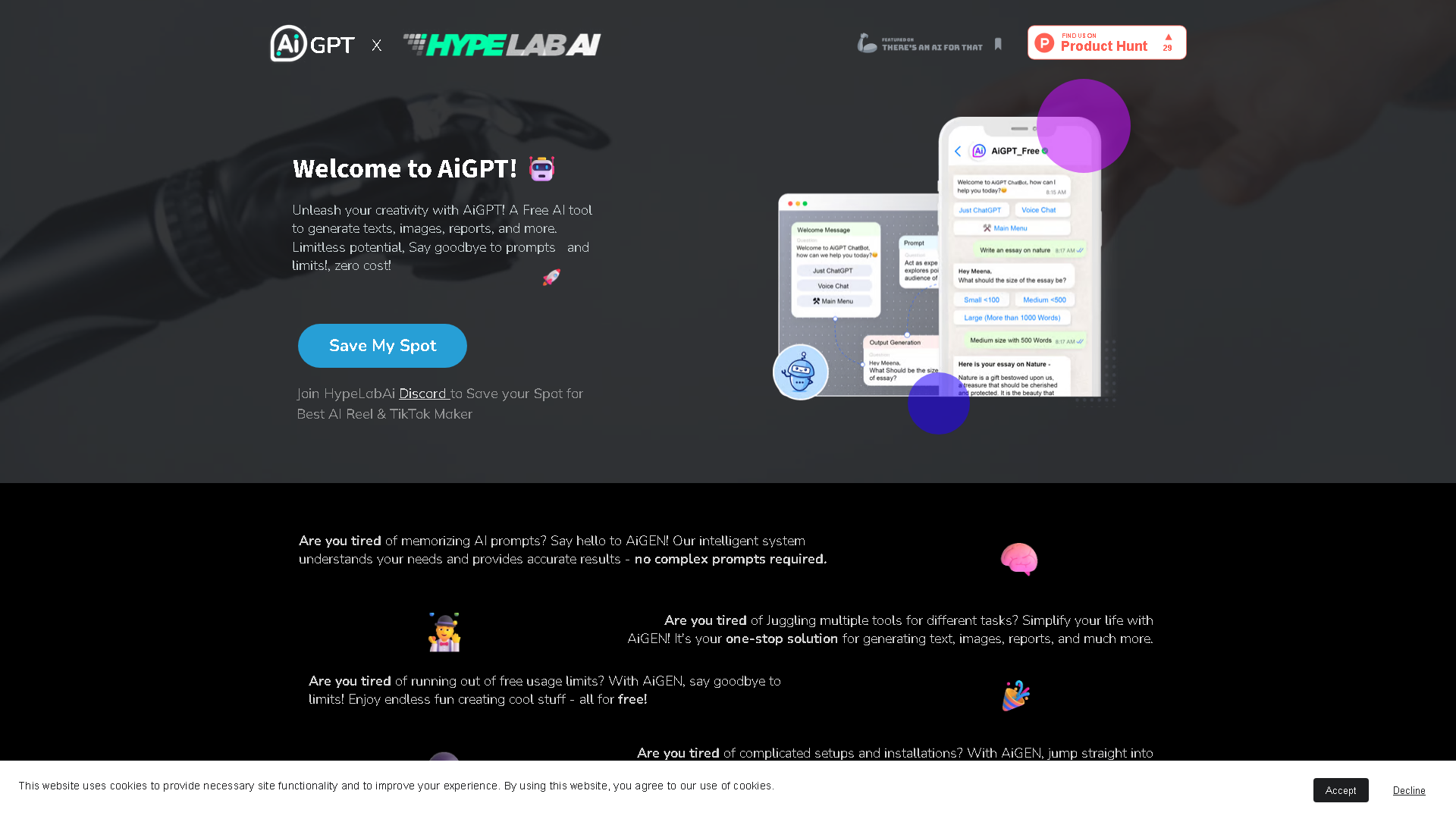 AiGEN & AiGPT Interface Screenshot - Writing & Editing Tool