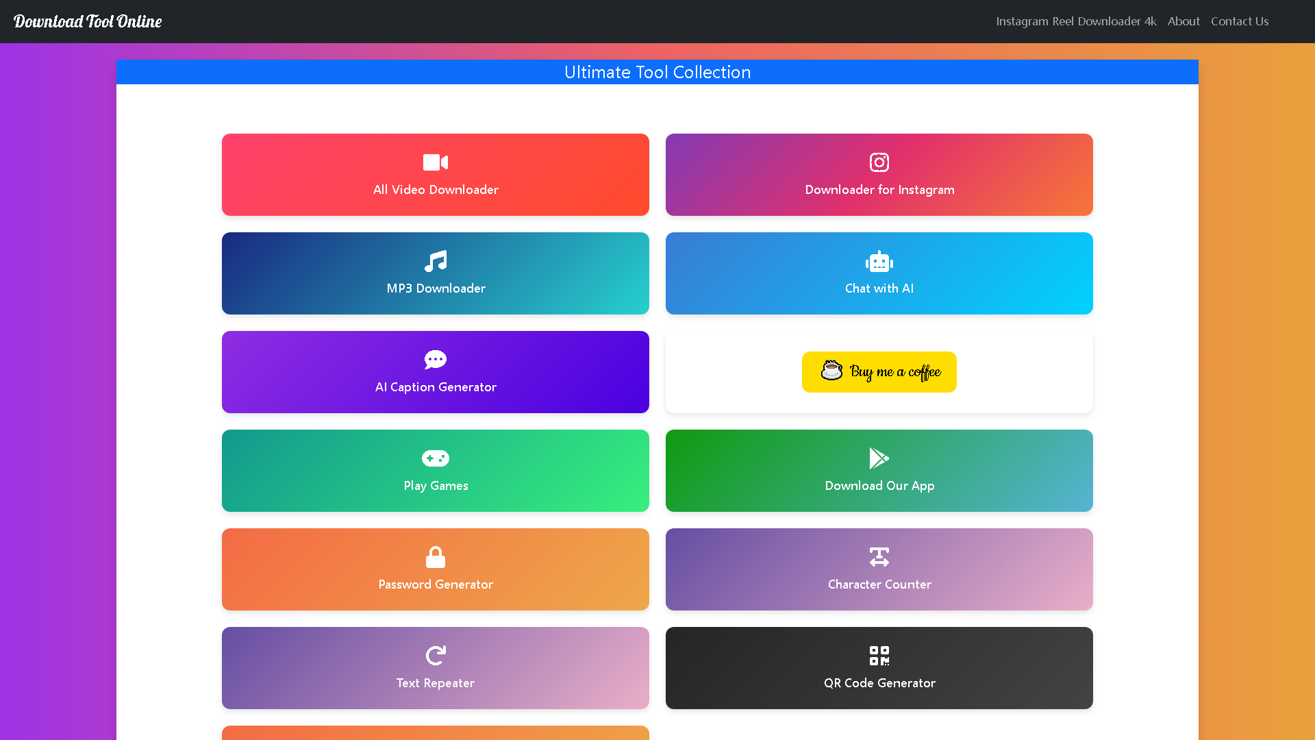 XX Video Downloader All Social - indownio, instafinsta Interface Screenshot - Image & Design Tool
