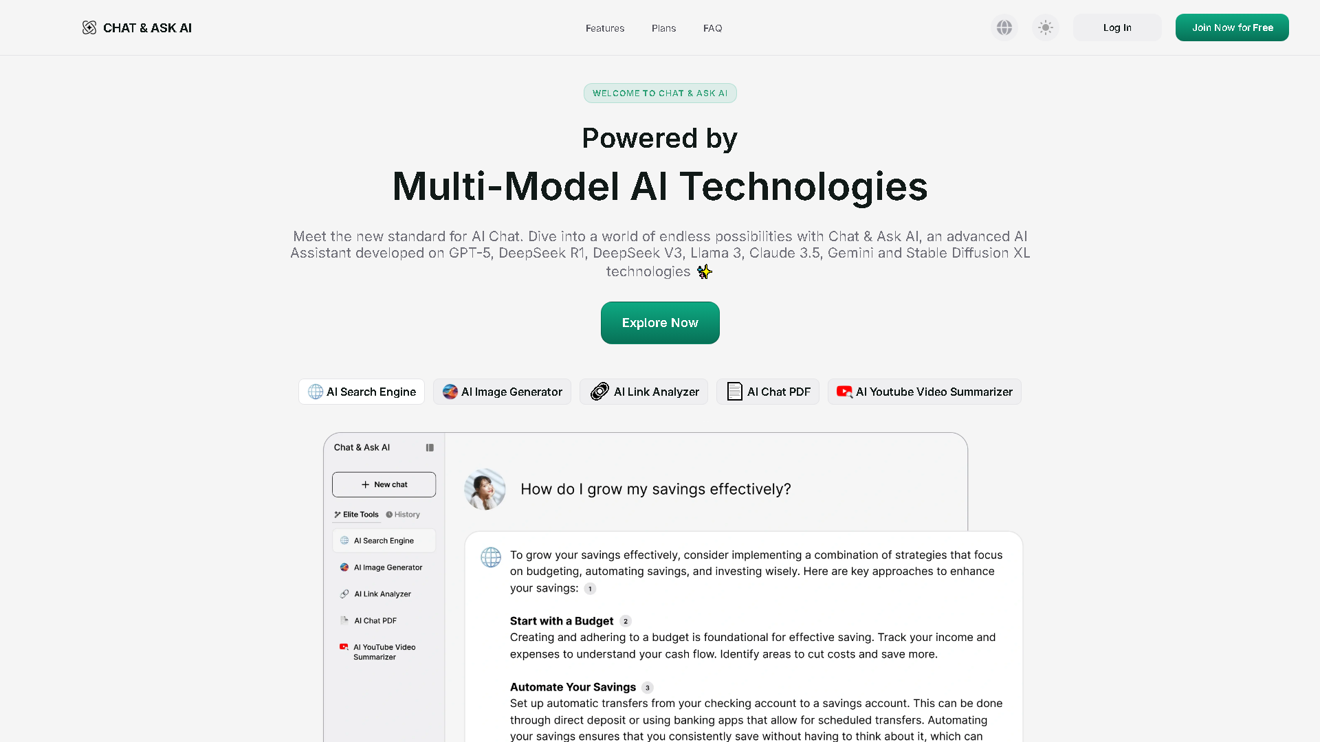 Chat & Ask AI Interface Screenshot - Writing & Editing Tool
