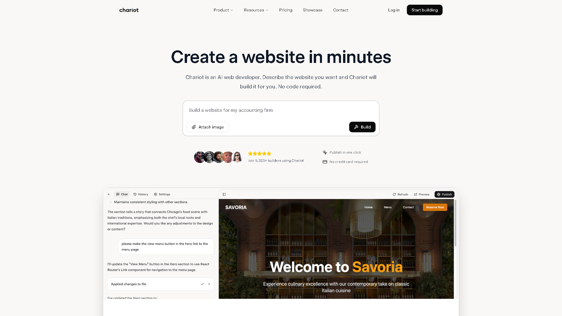 Chariot Interface Screenshot - Development & APIs Tool