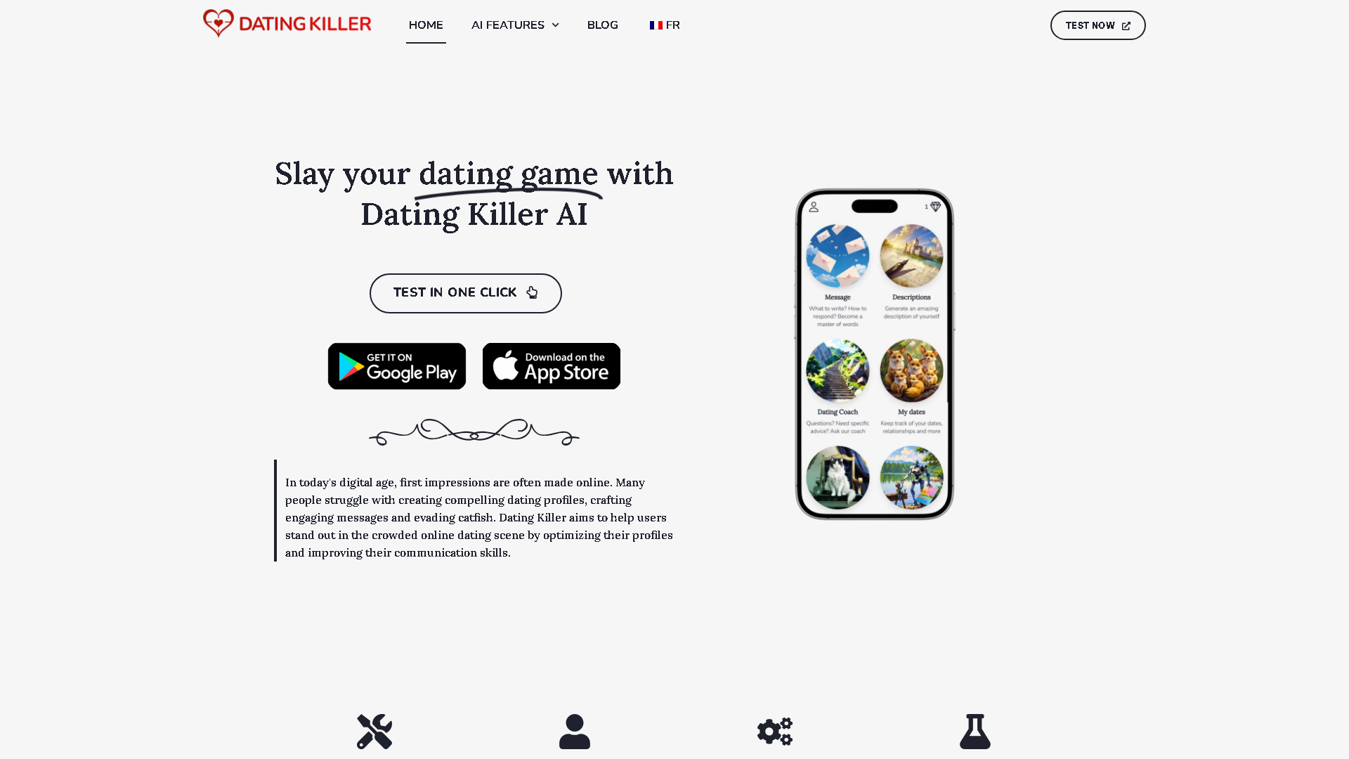 Dating Killer Interface Screenshot - Writing & Editing Tool