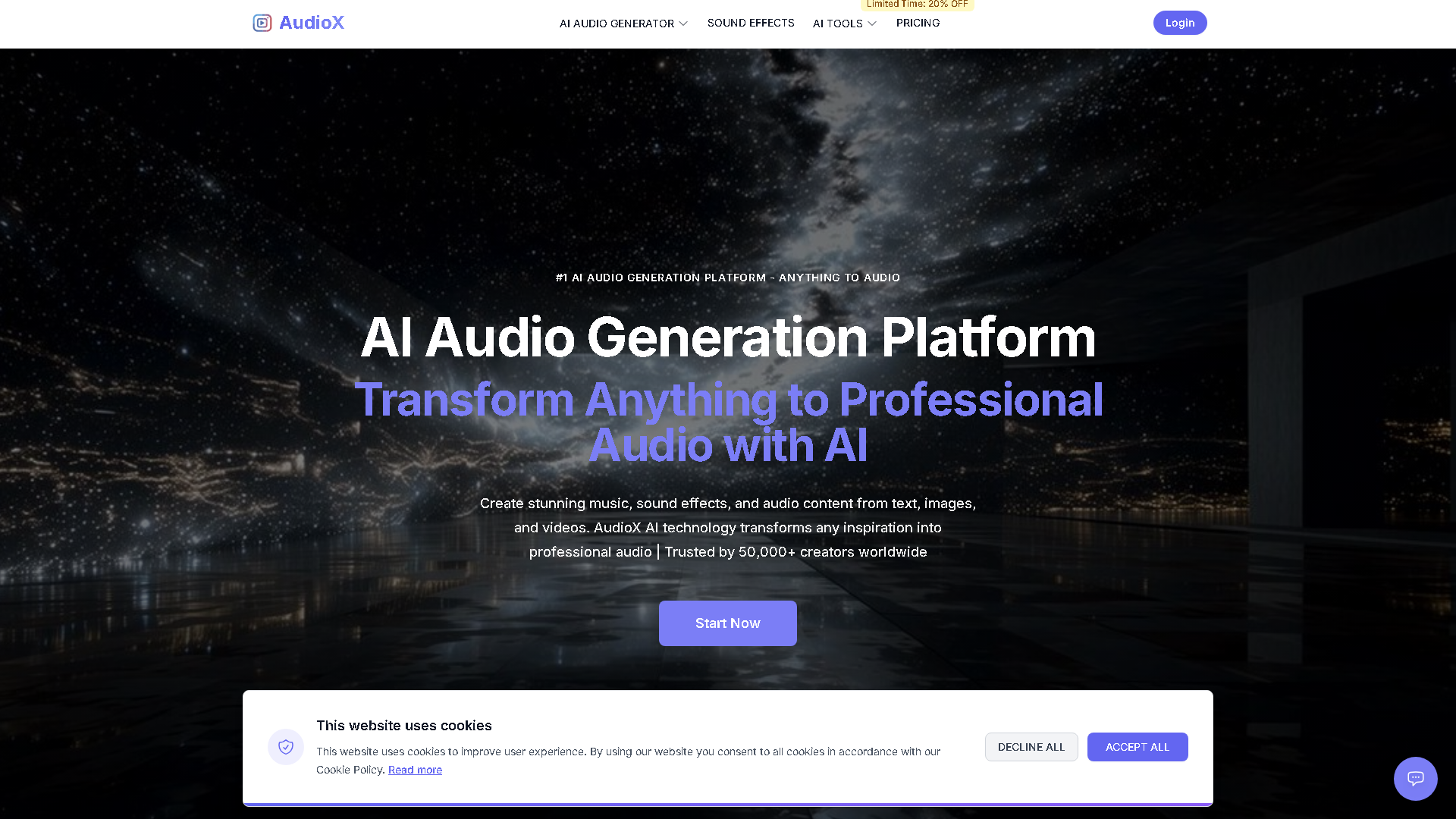 AudioX Interface Screenshot - Audio & Voice Tool