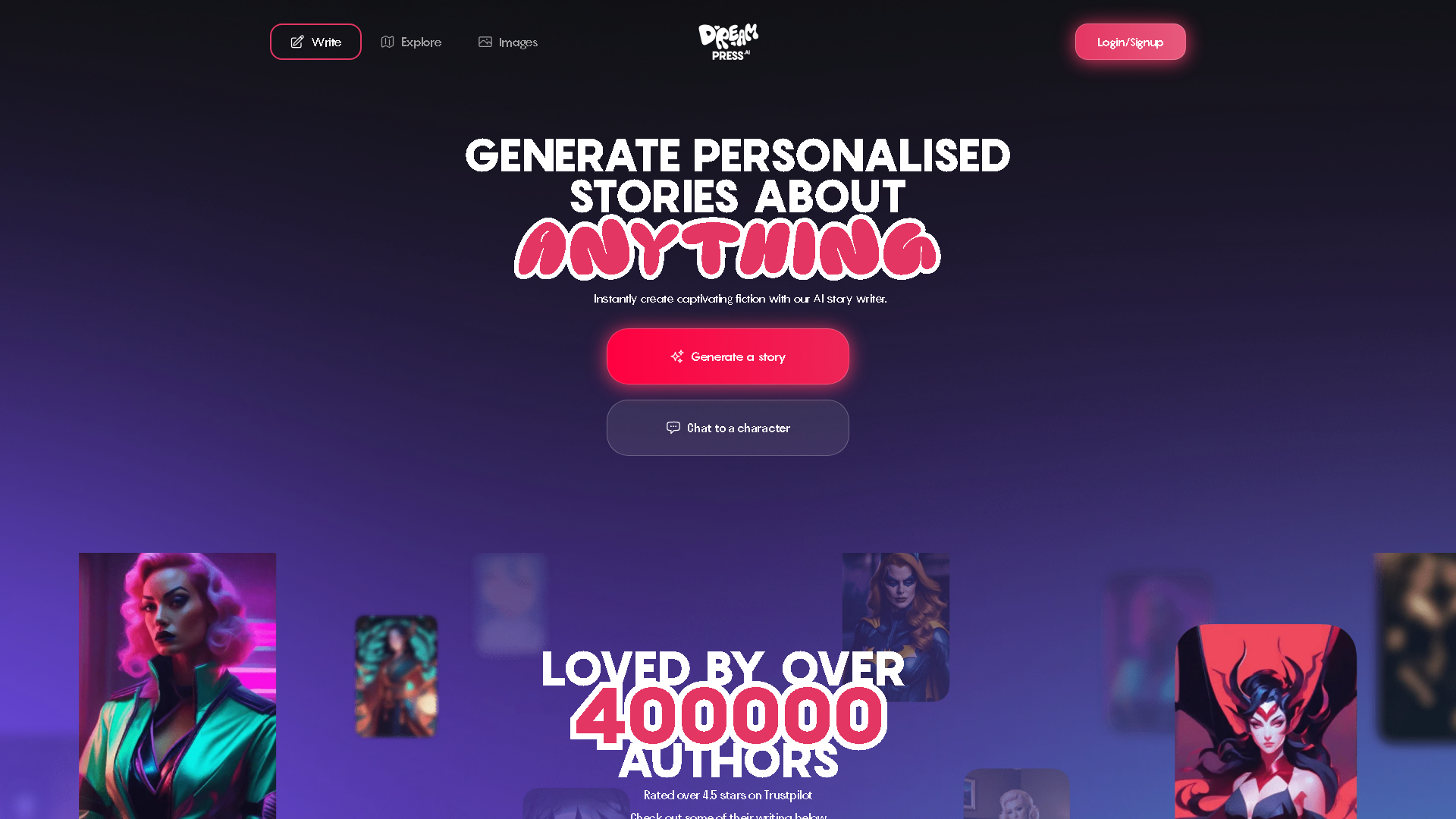 DreamPress AI Interface Screenshot - Writing & Editing Tool