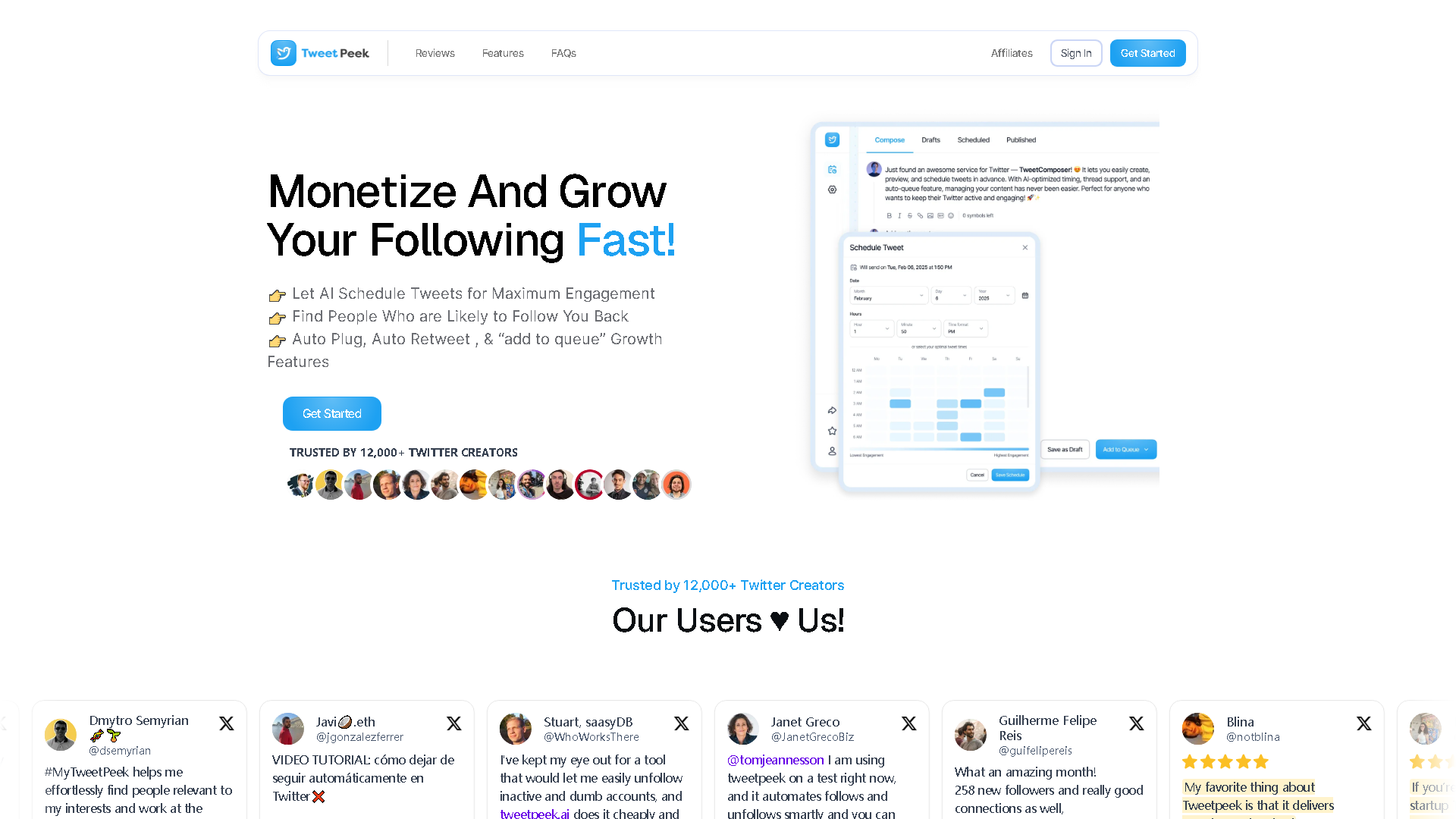 TweetPeekAI Interface Screenshot - Social Media Tool