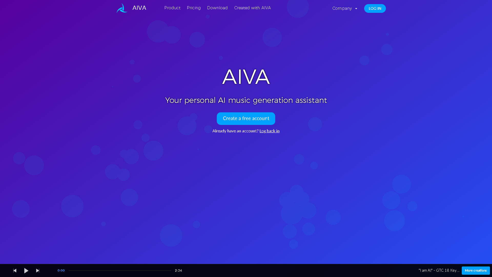 AIVA Interface Screenshot - Music & Audio Tool