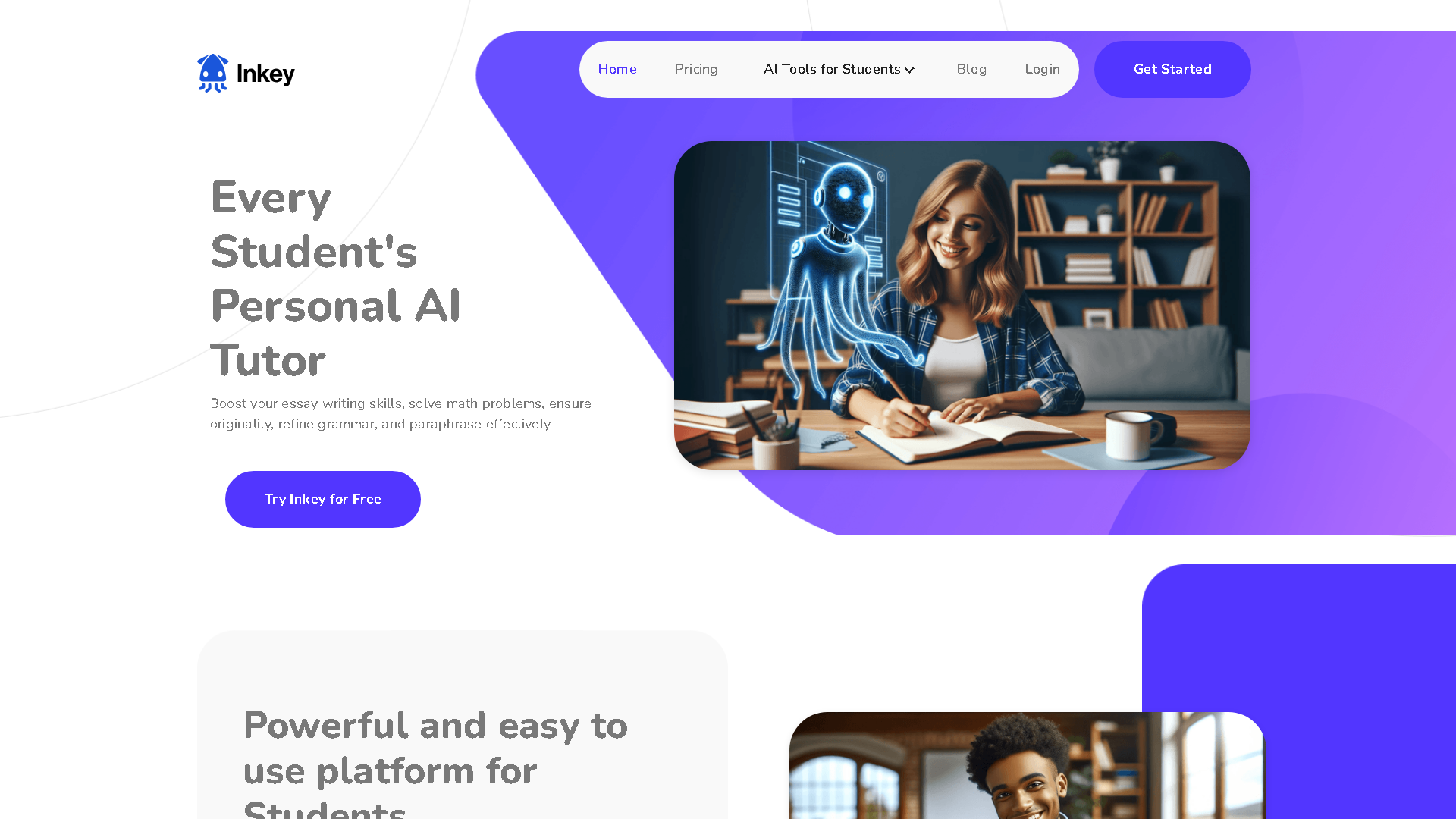 Inkey AI Interface Screenshot - Writing & Editing Tool