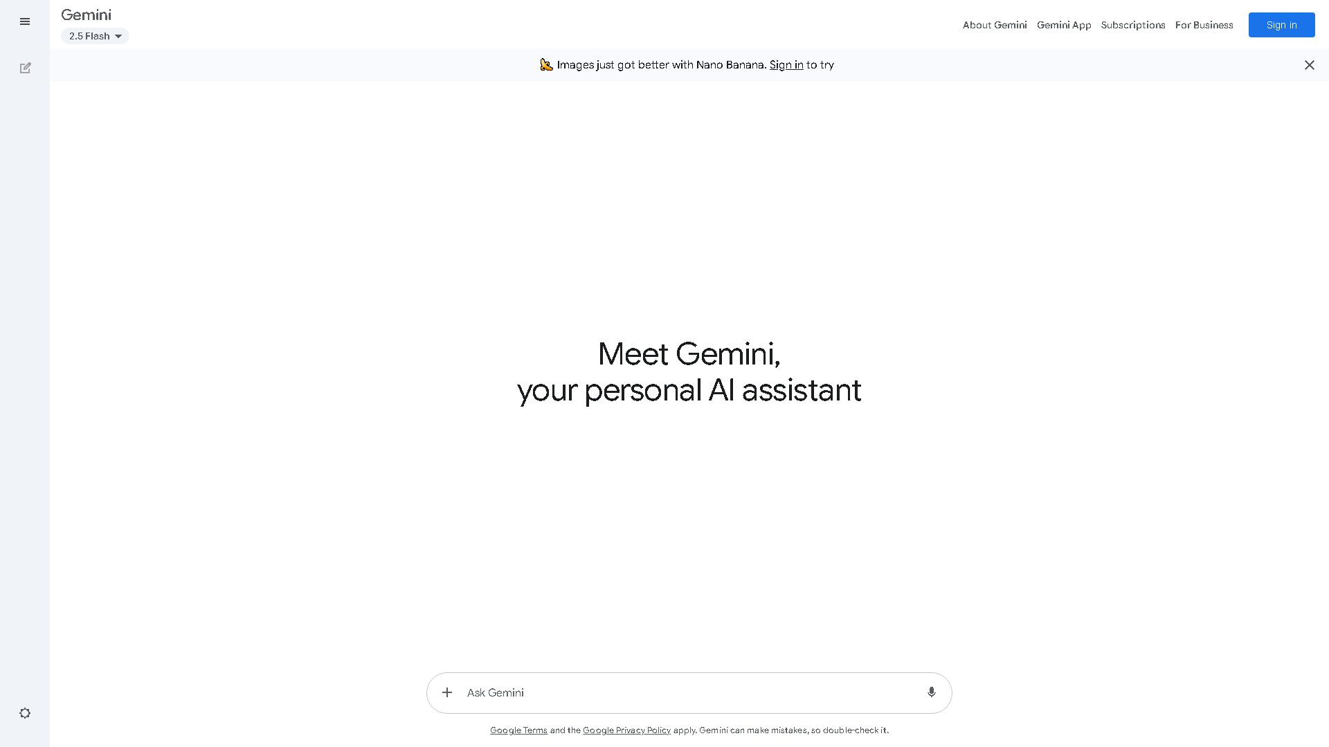 Google Gemini Interface Screenshot - Chatbots & Virtual Companions Tool