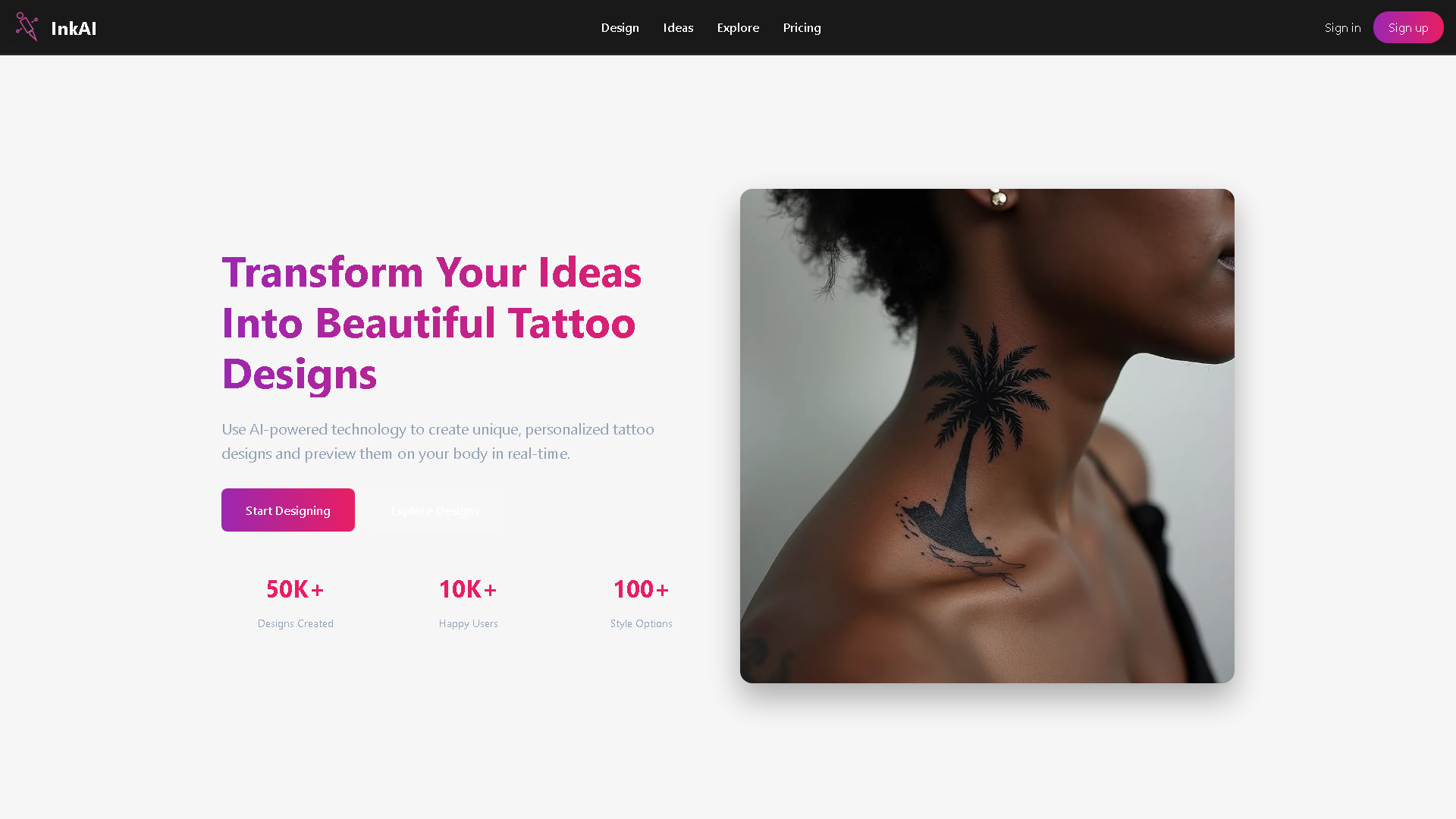 InkAi Interface Screenshot - Art & Creative Design Tool