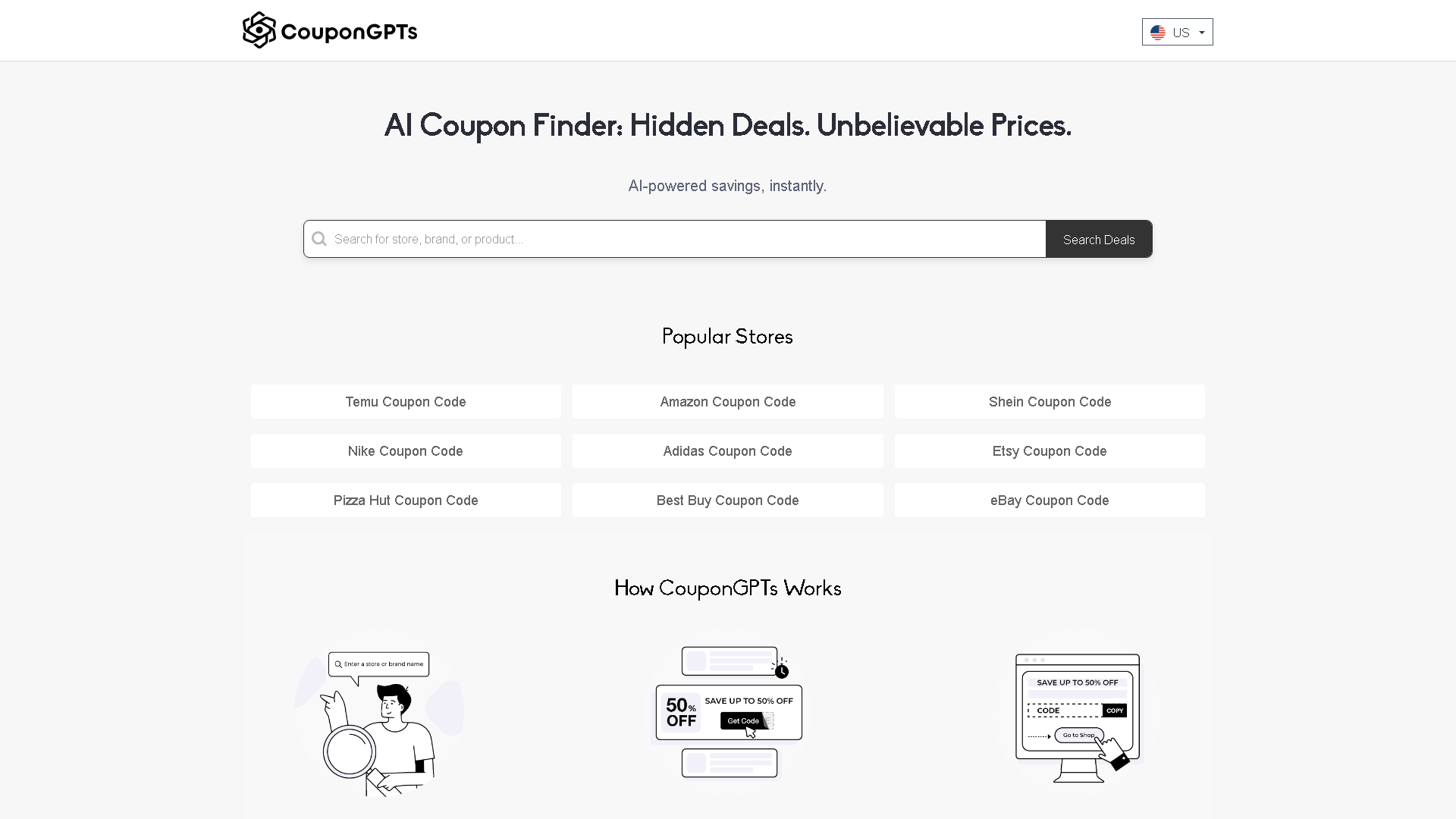 CouponGPTs Interface Screenshot - Daily Life Tool