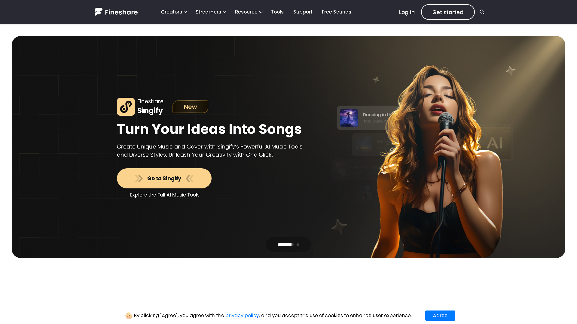 Fineshare FineVoice Interface Screenshot - Music & Audio Tool