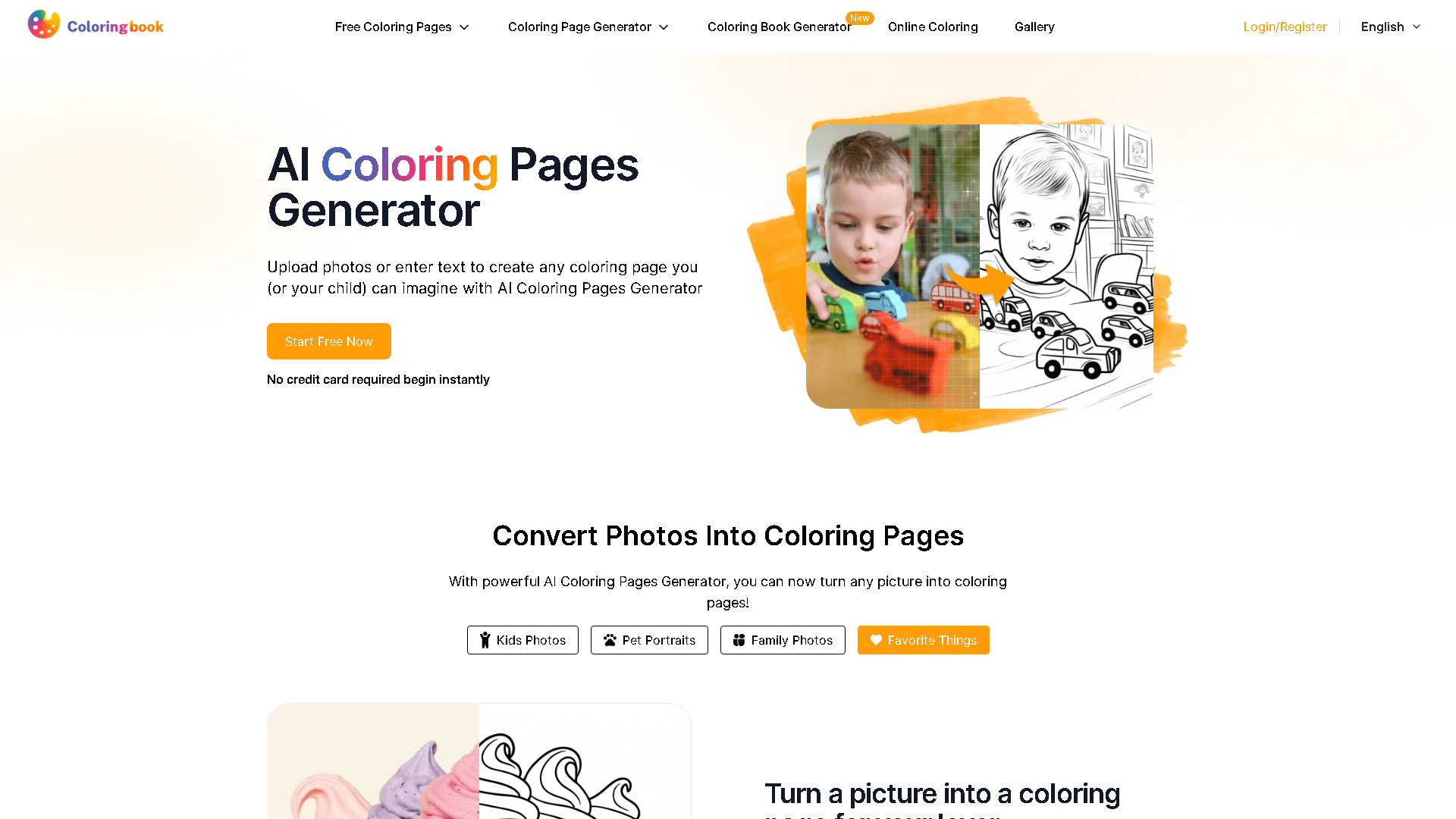 ColoringBook AI Interface Screenshot - Image Generation & Editing Tool