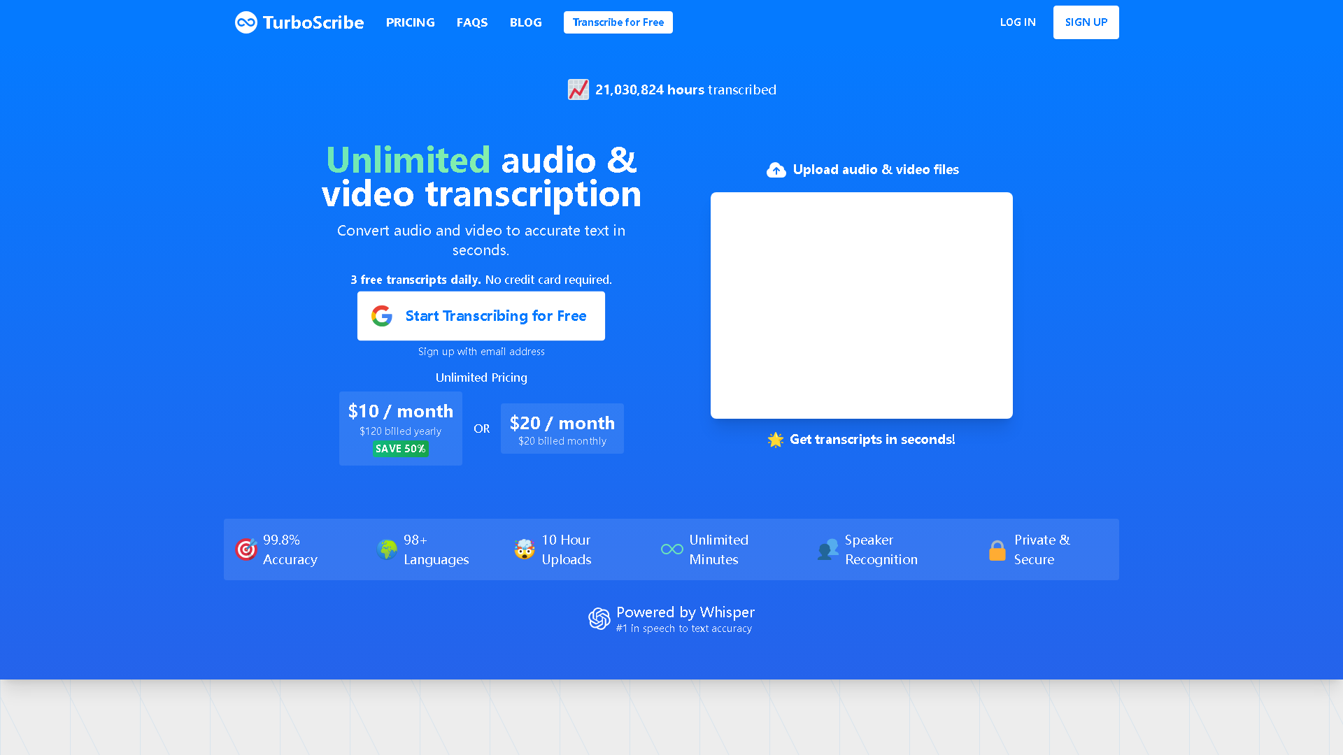 TurboScribe Interface Screenshot - Writing & Editing Tool