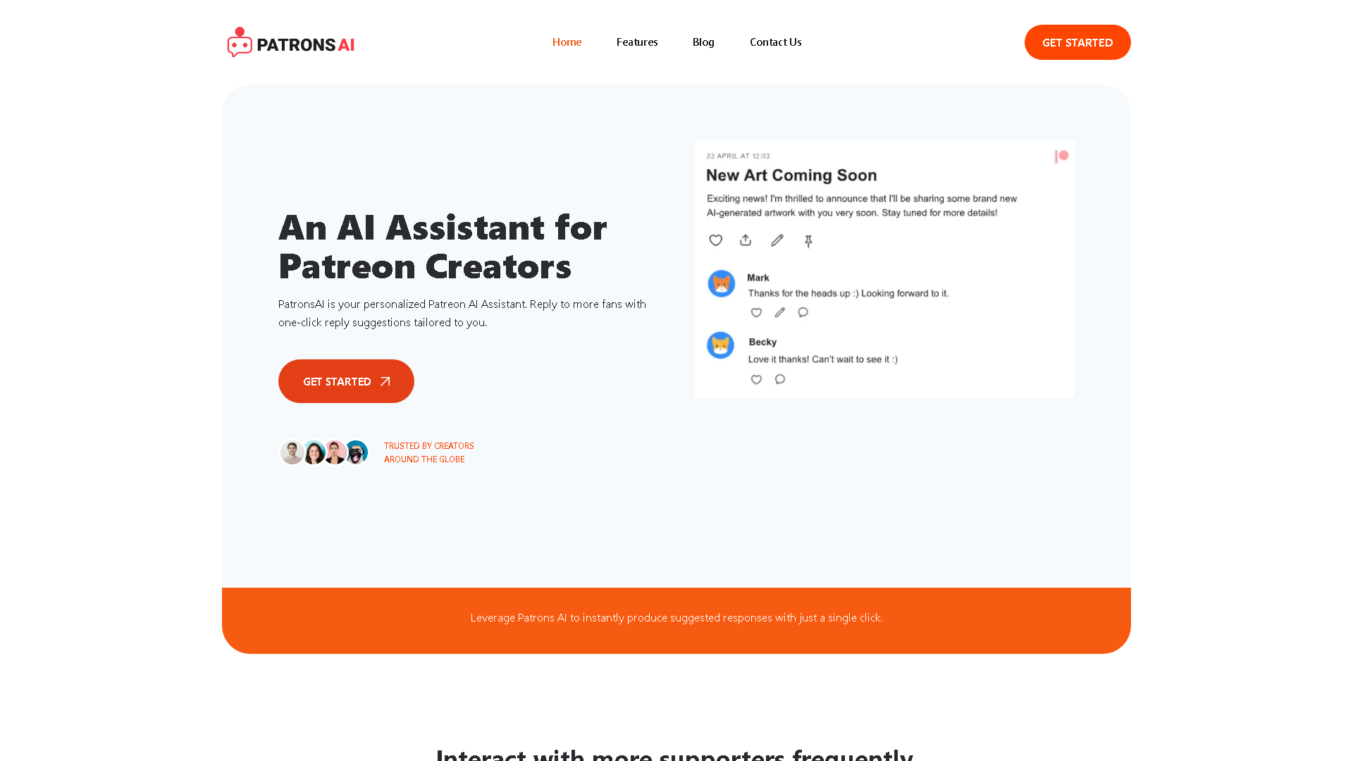 patronsAI Interface Screenshot - Marketing & Advertising Tool