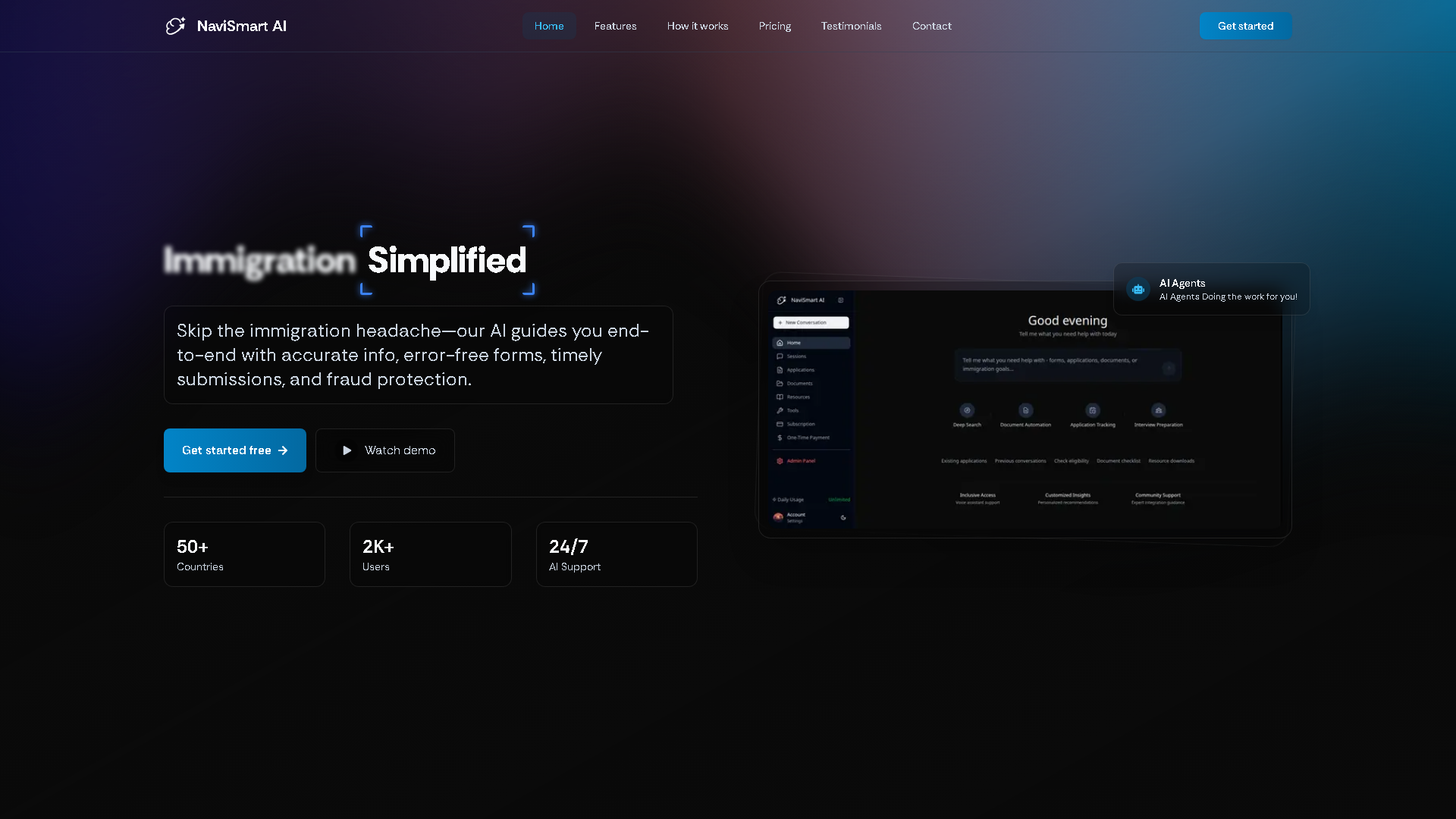 NaviSmart AI Interface Screenshot - Legal & Finance Tool