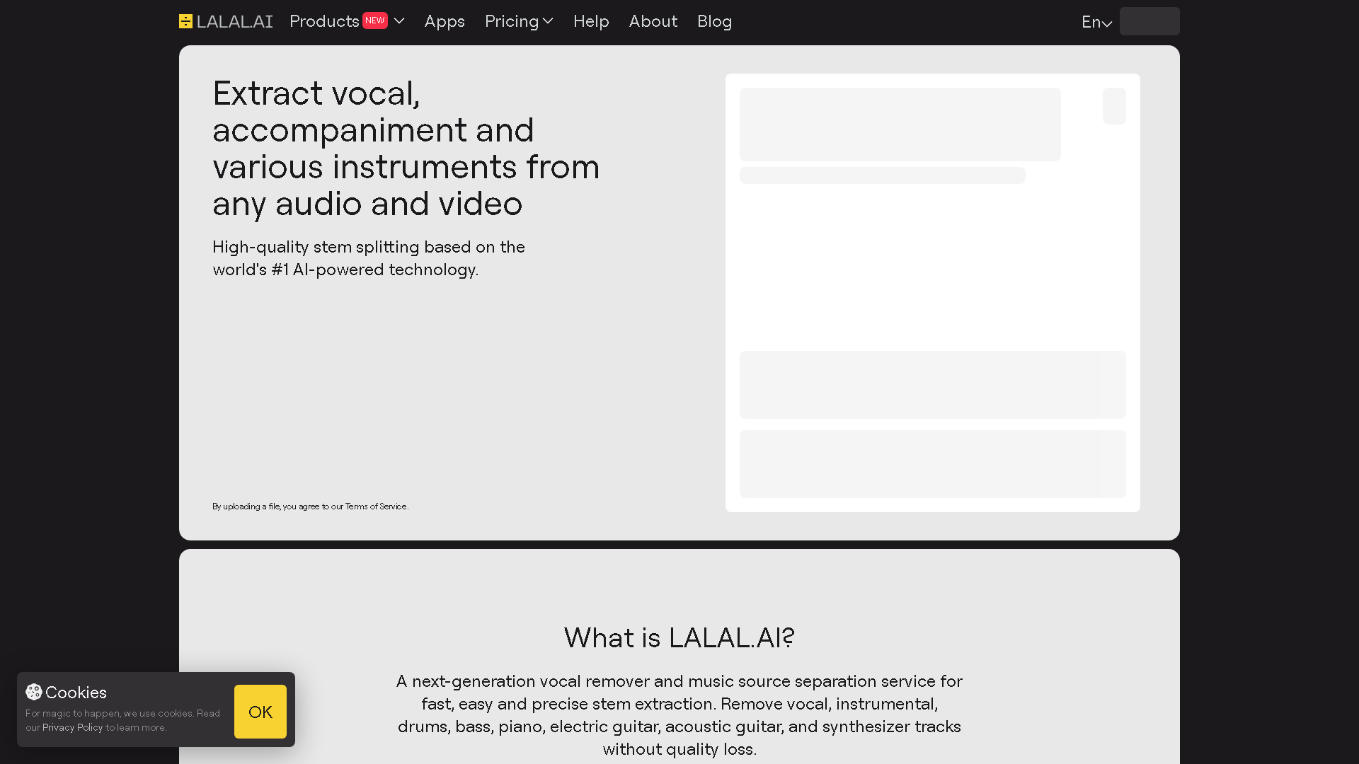 LALAL.AI Interface Screenshot - Music & Audio Tool