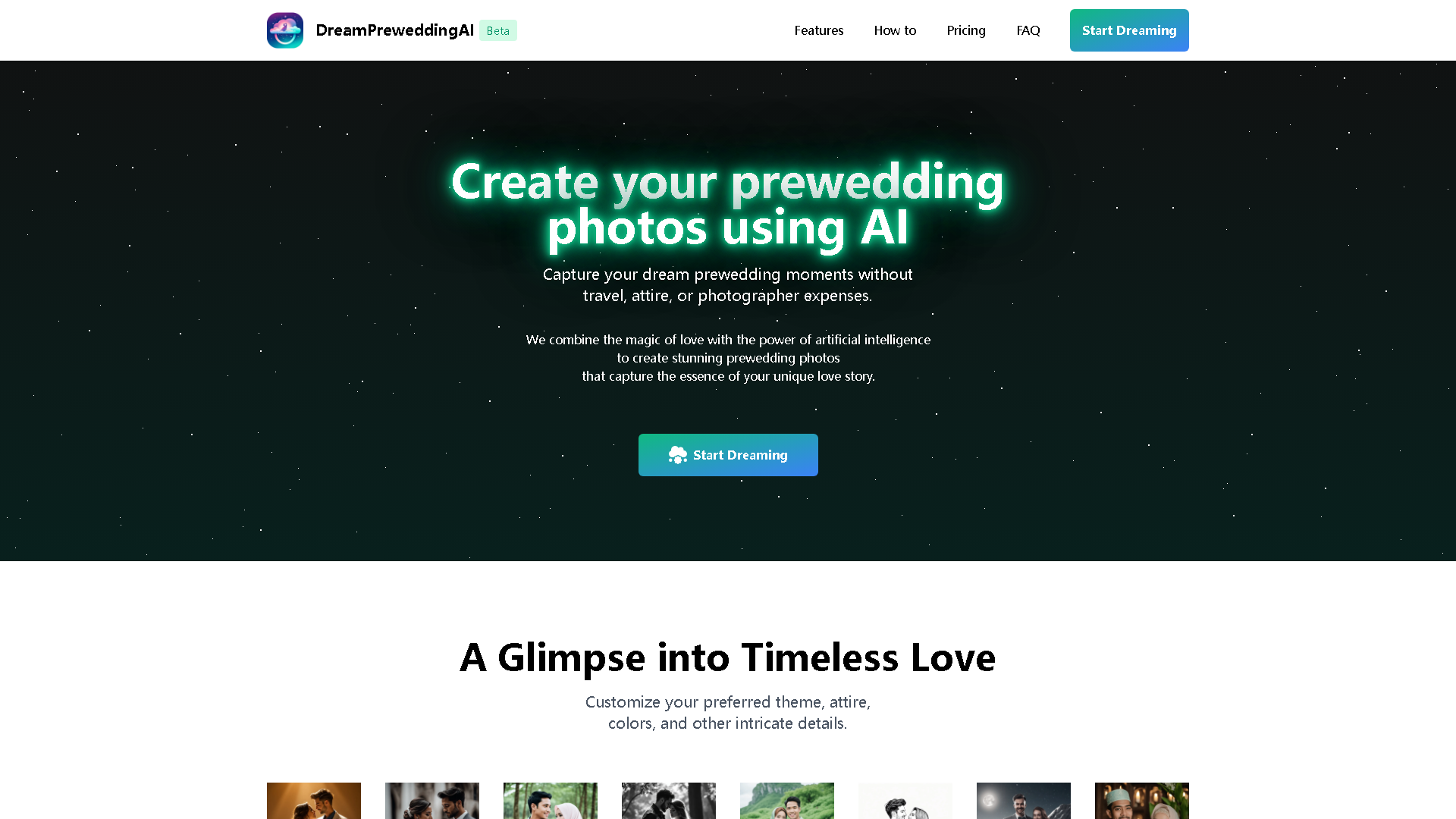 Dream Prewedding AI Interface Screenshot - Image & Design Tool
