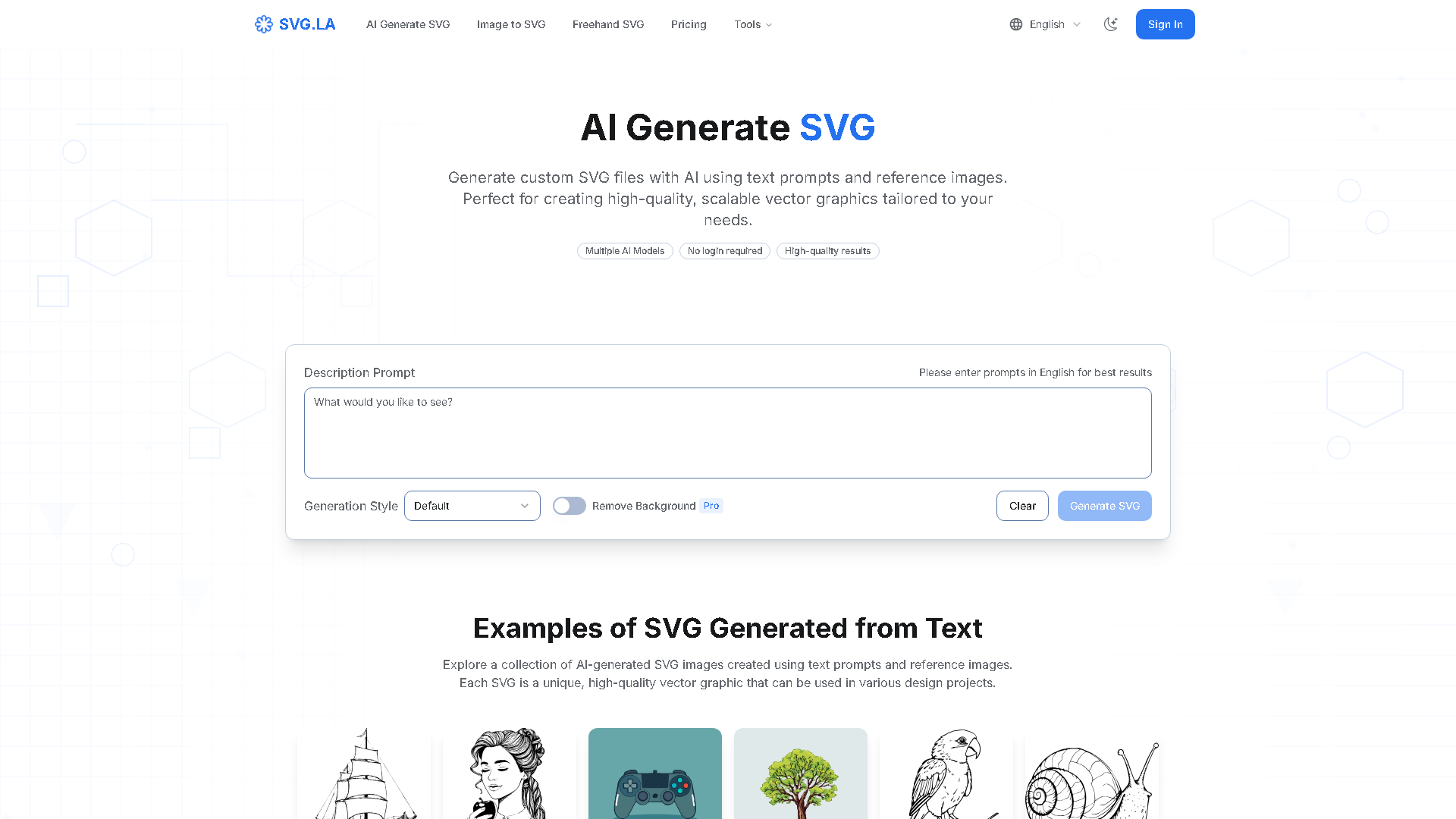 SVG.LA Interface Screenshot - Art & Creative Design Tool